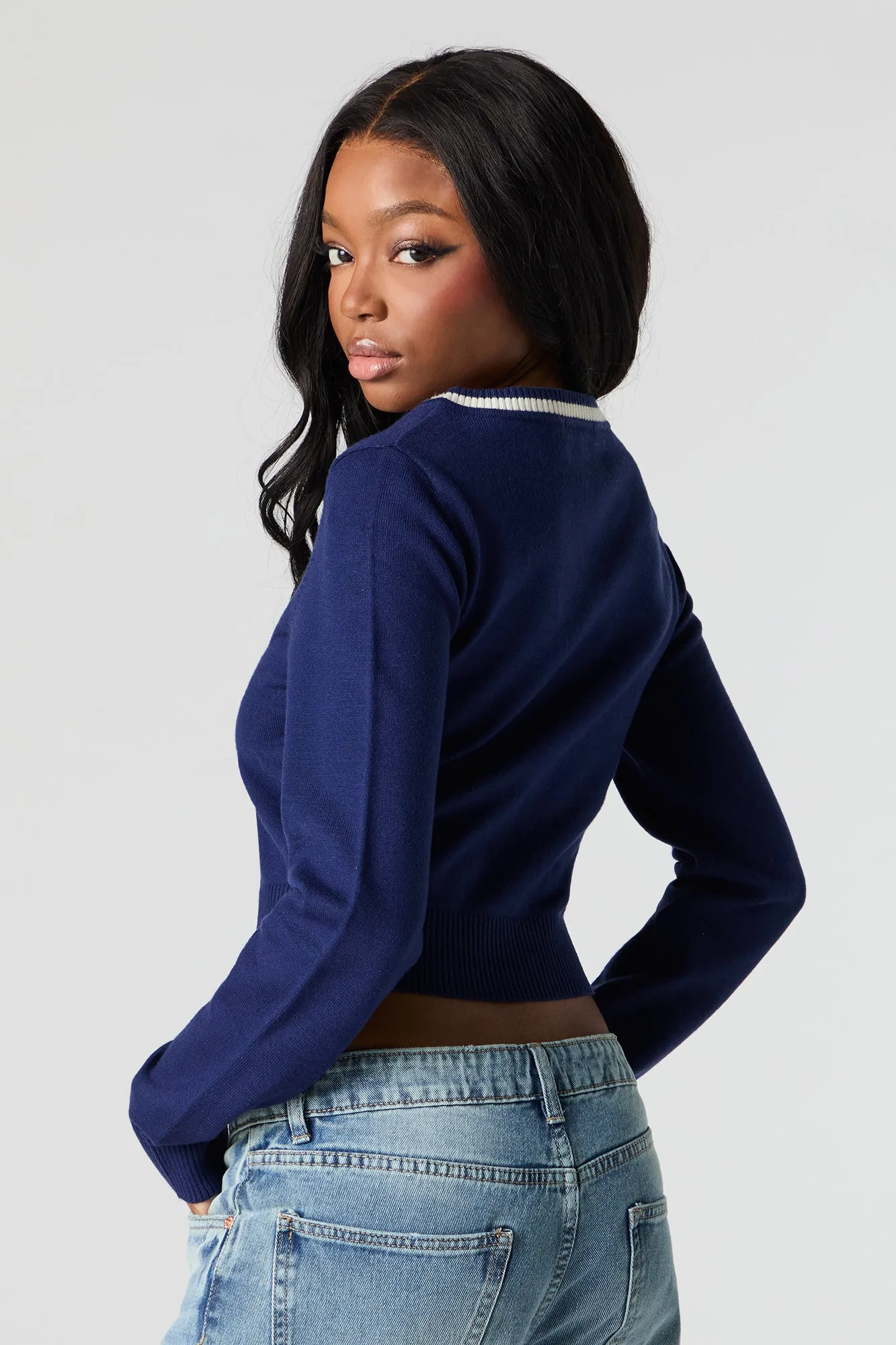 03 Jacquard Knit Cropped Sweater
