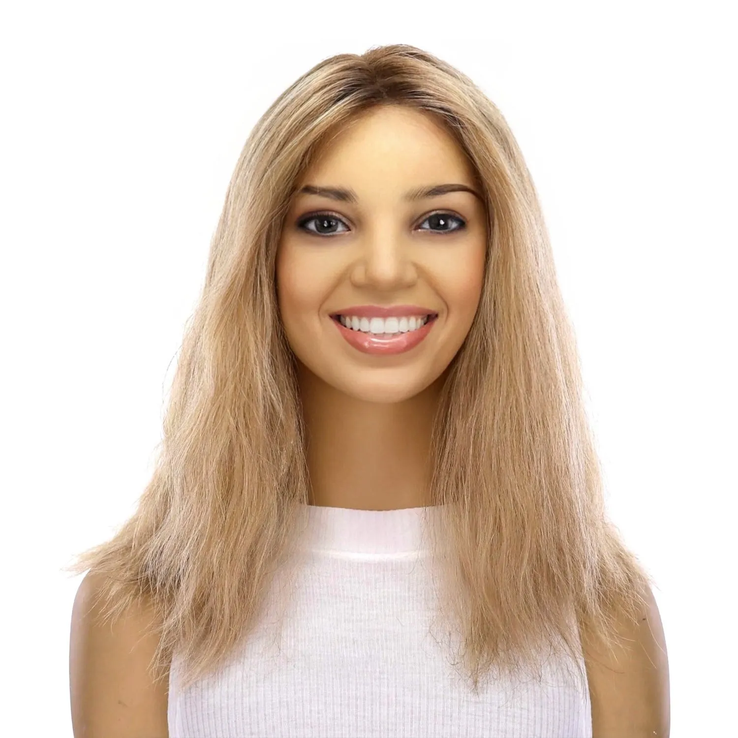 16" Divine Lace Top Topper Ash Blonde Wavy