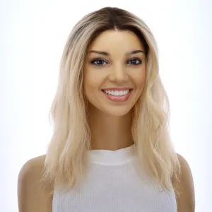 16" Divine Lace Top Topper Platinum Blonde Wavy