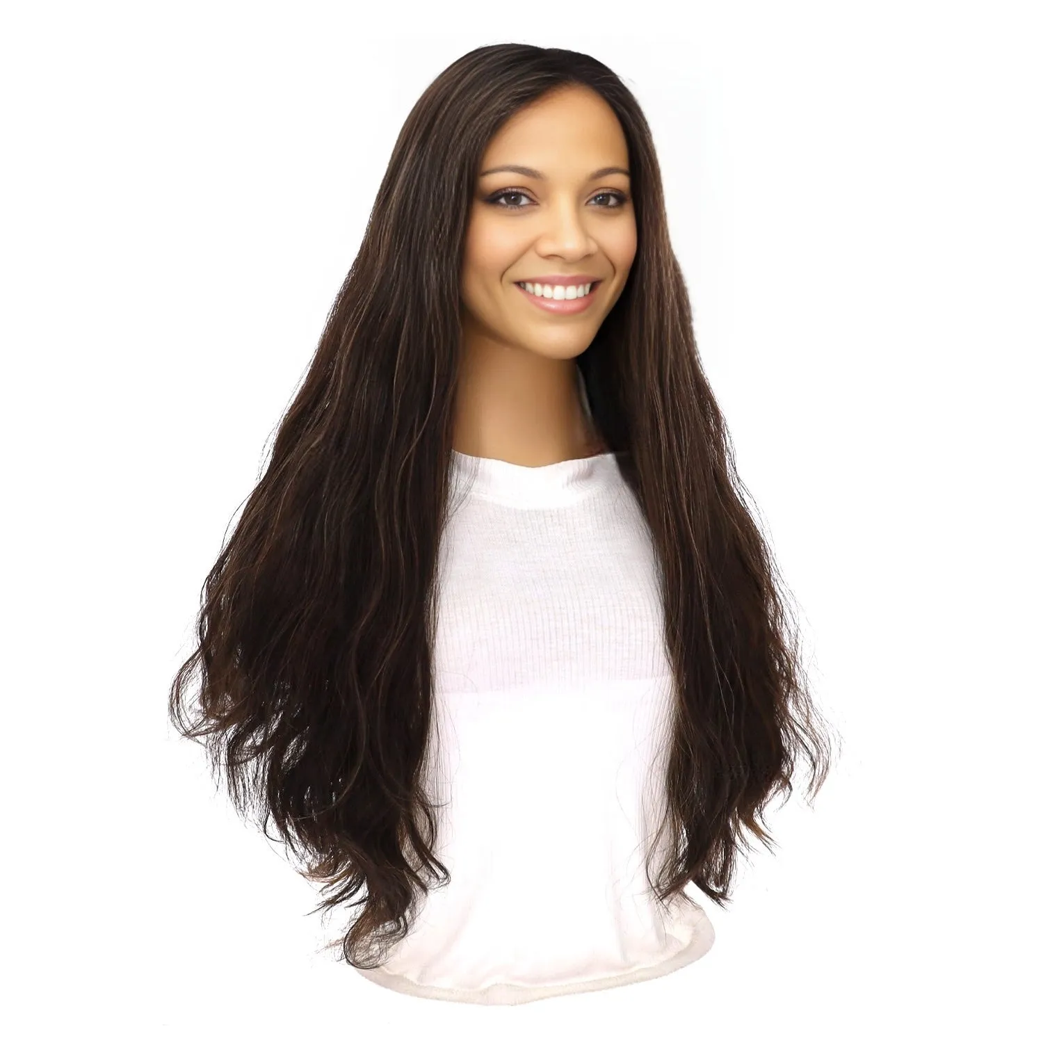 24" Divine Lace Top Topper Soft Black w/ Highlights Wavy