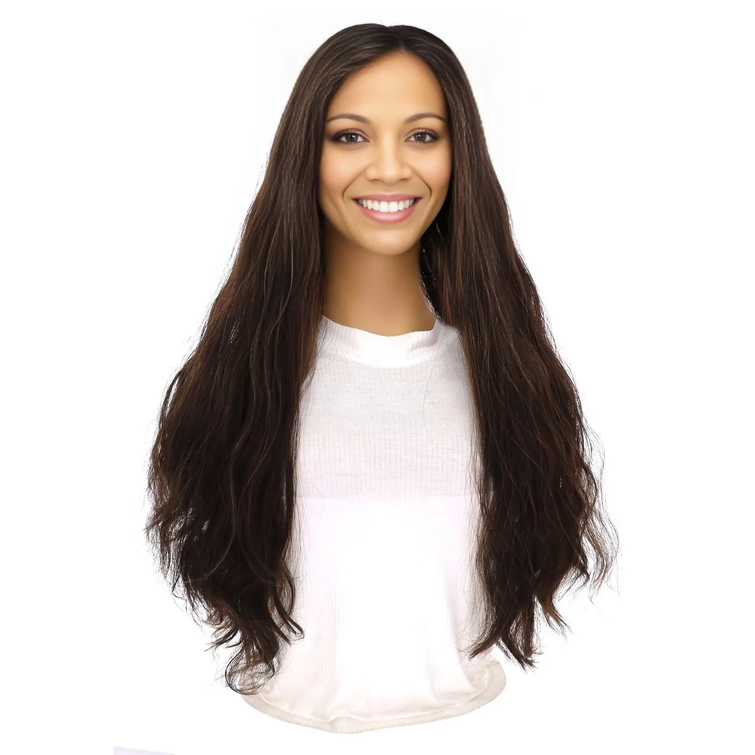 24" Divine Lace Top Topper Soft Black w/ Highlights Wavy