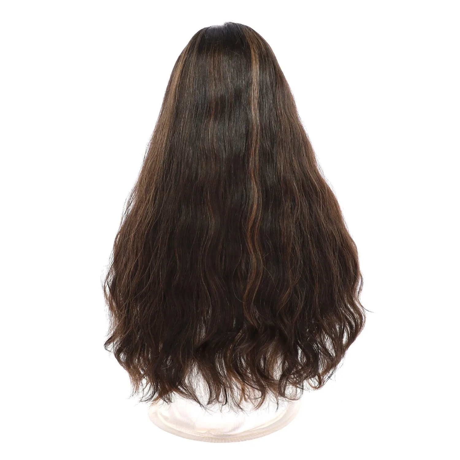 24" Divine Lace Top Topper Soft Black w/ Highlights Wavy