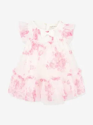 Baby Girls Rosebud Roses Tulle Dress in Pink