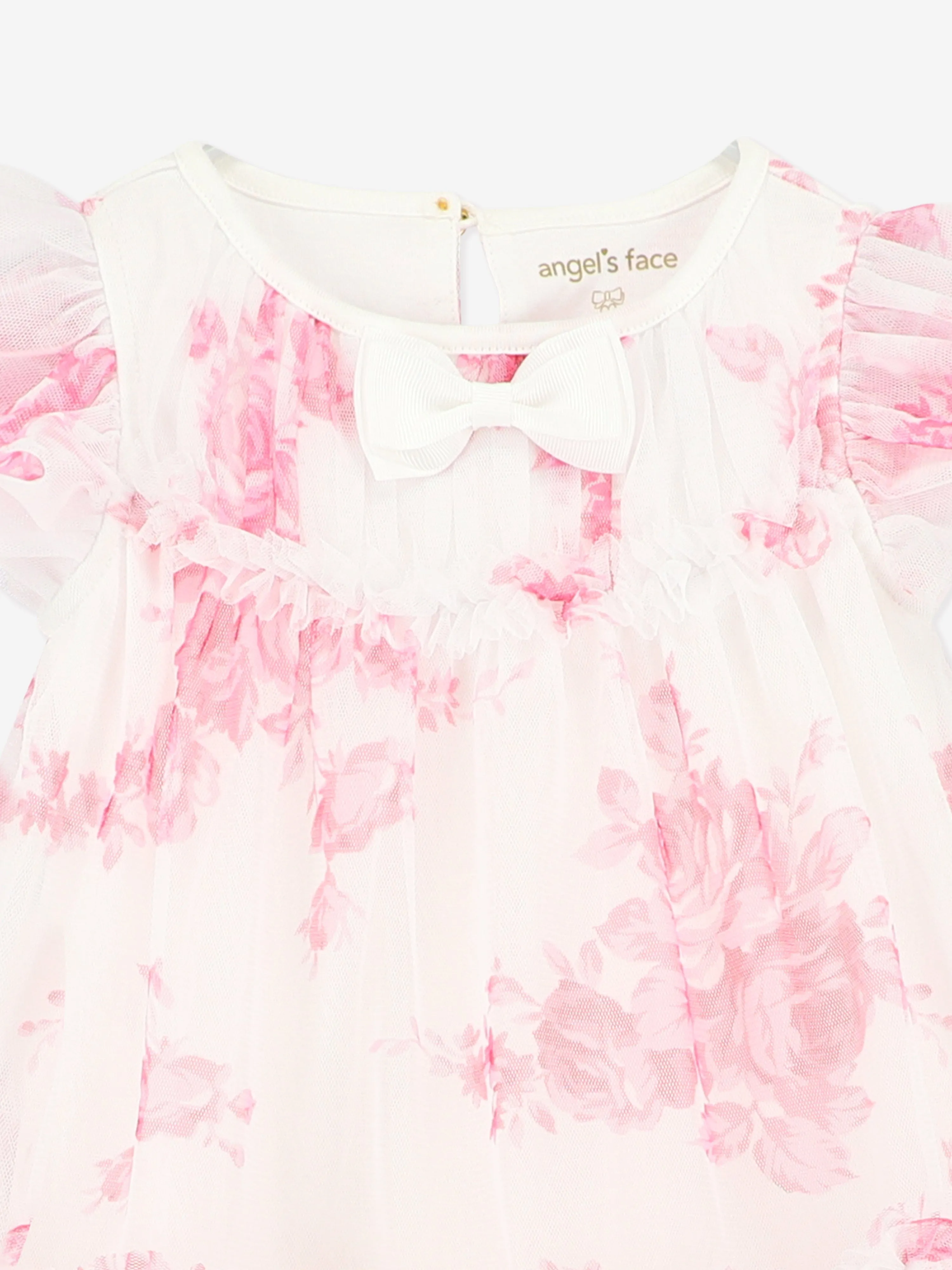Baby Girls Rosebud Roses Tulle Dress in Pink