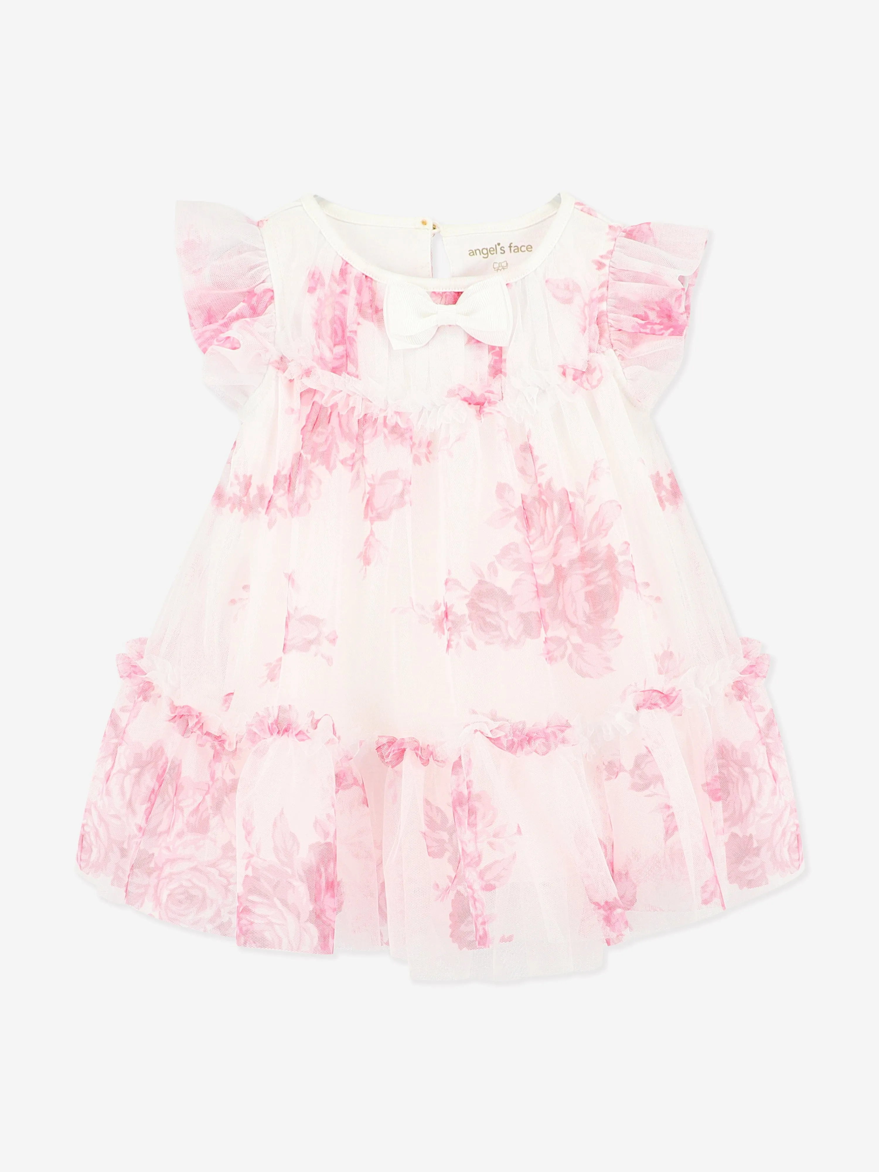 Baby Girls Rosebud Roses Tulle Dress in Pink