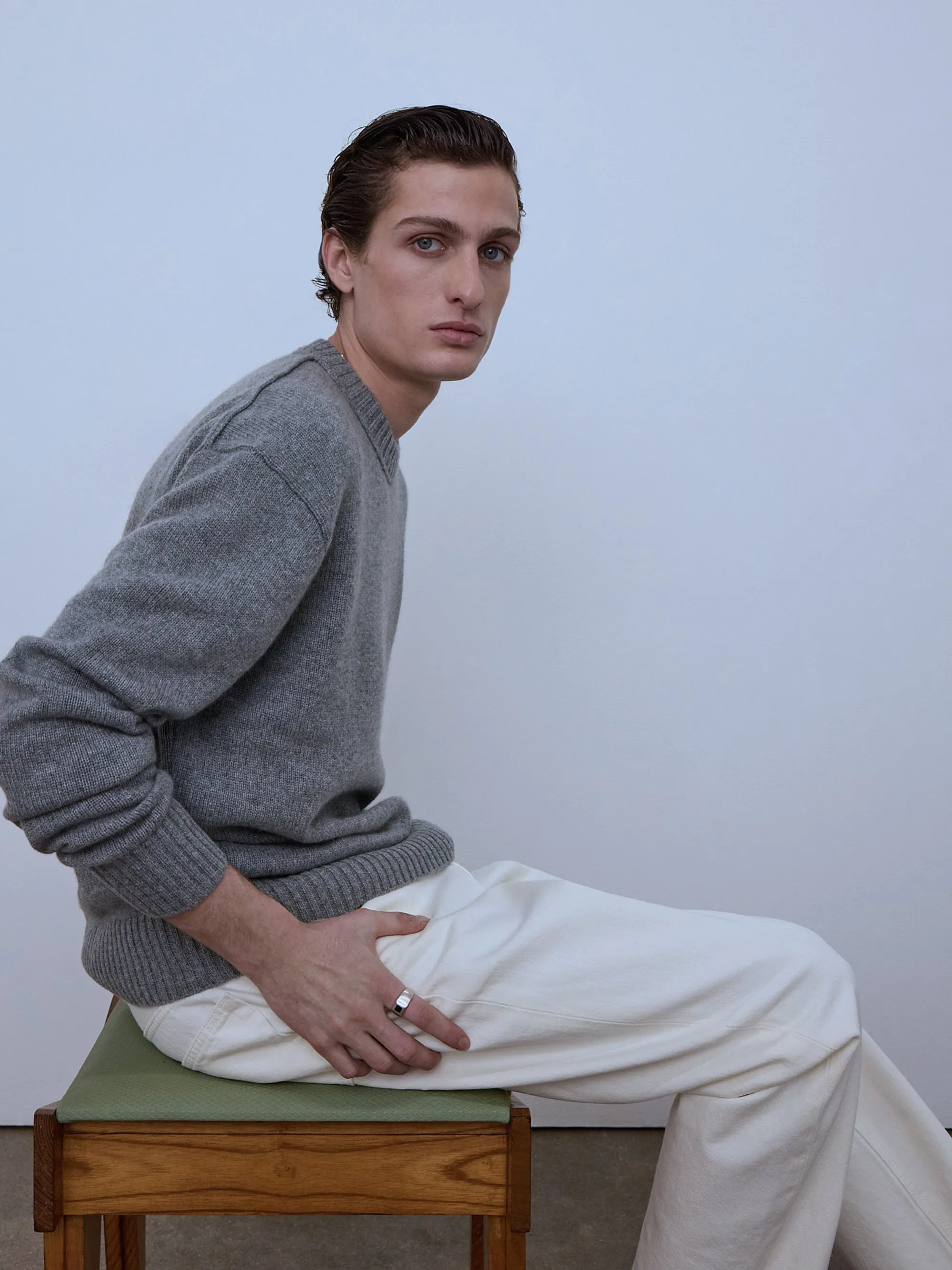 Cashmere Crewneck Sweater -- Gris