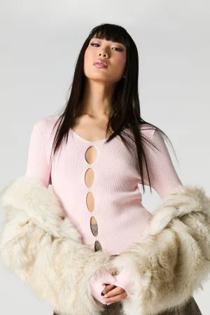 Chandail en tricot côtelé avec découpe