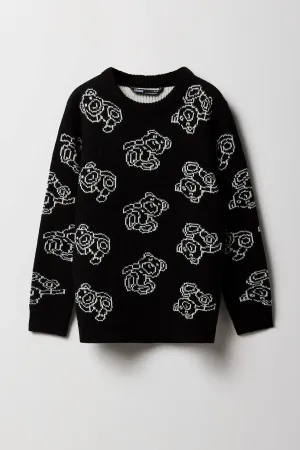 Chandail en tricot jacquard avec ourson pour garçons