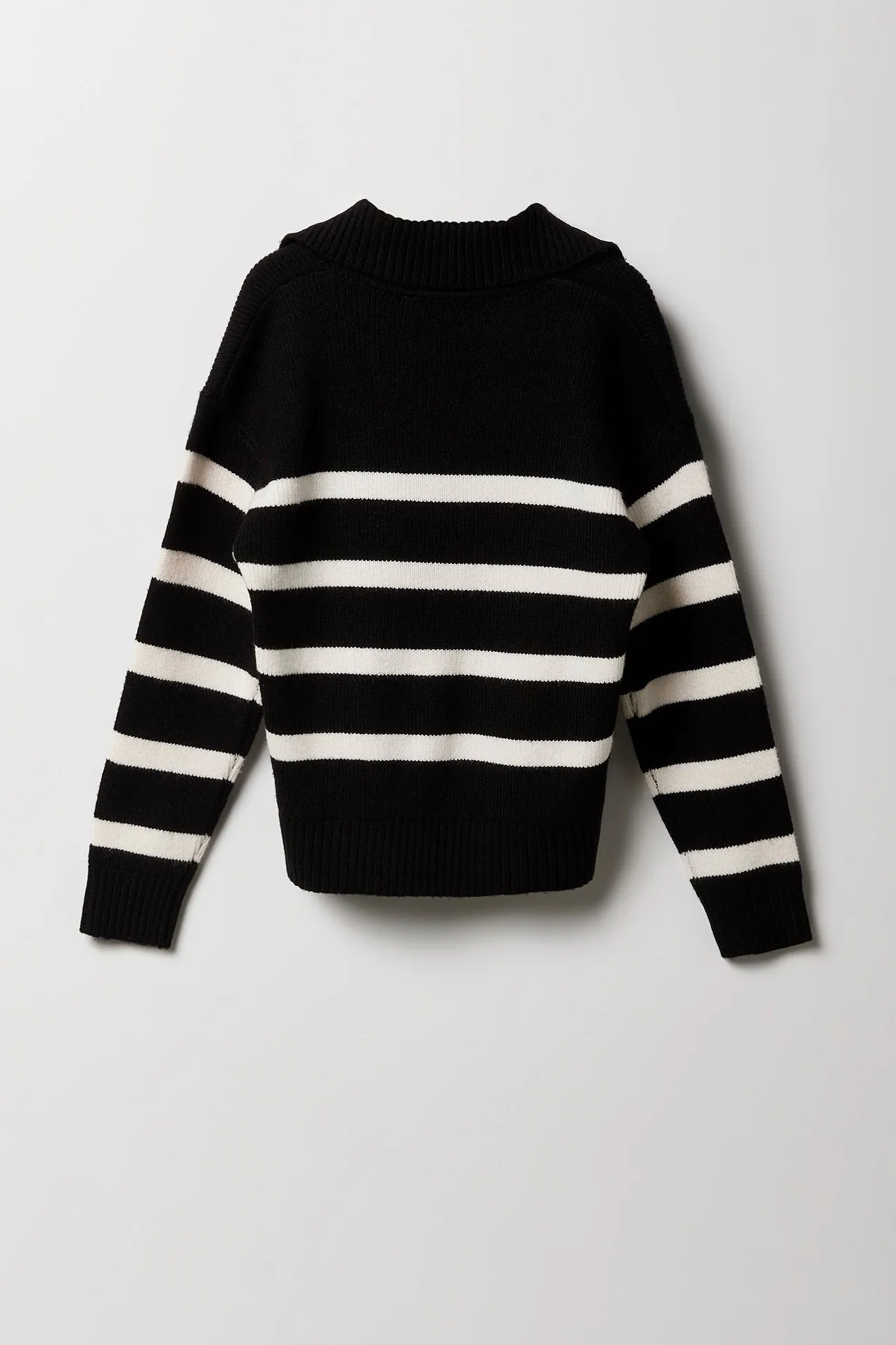 Chandail en tricot rayé avec col pour fille