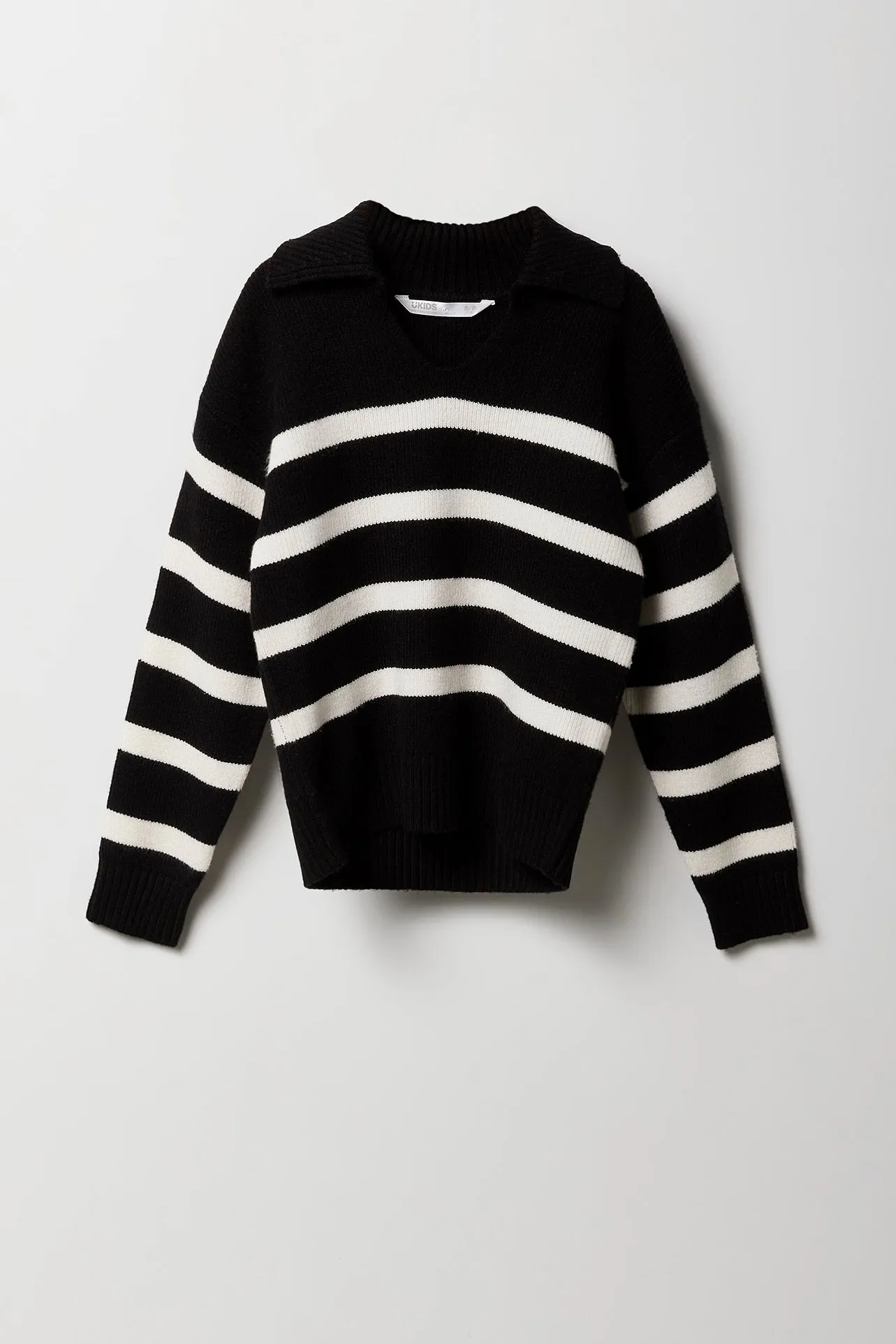 Chandail en tricot rayé avec col pour fille