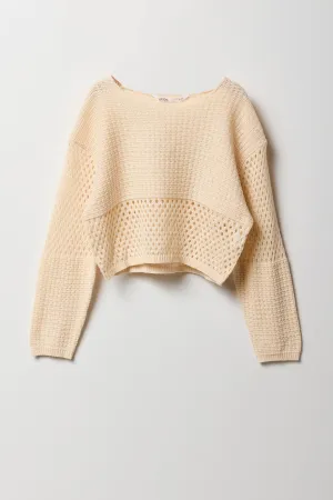 Chandail en tricot semi-ajouré pour fille