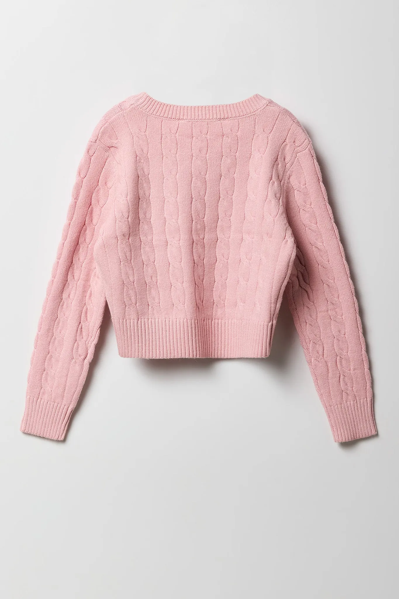 Chandail à mailles torsadées et broderie pour filles