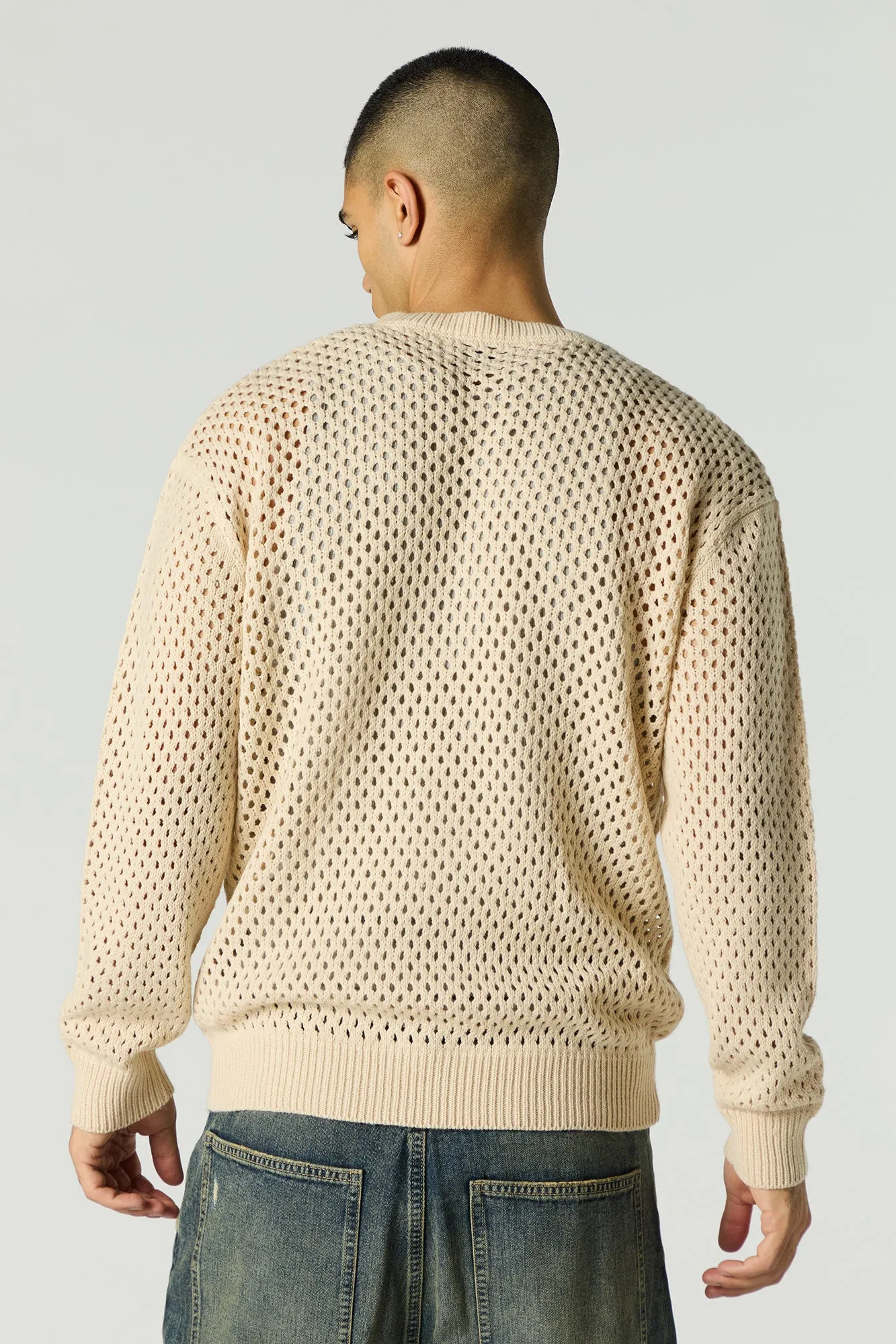 Chandail ras du cou en tricot ouvert