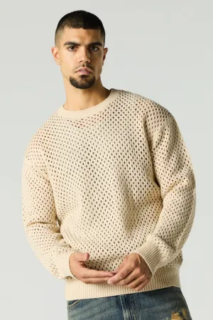 Chandail ras du cou en tricot ouvert