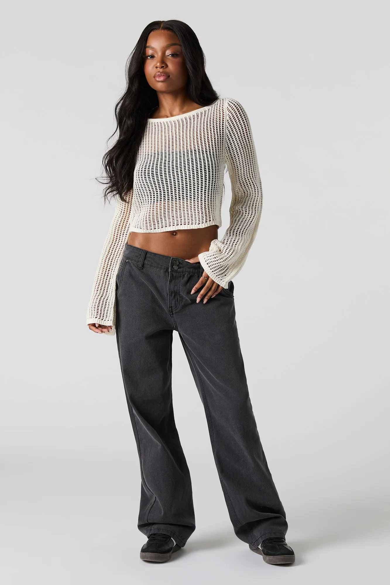 Crochet Long Sleeve Crop Top