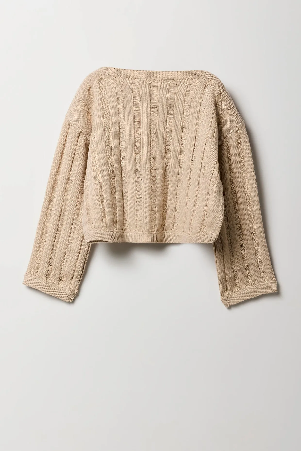 Girls Open Knit Boat Neck Sweater