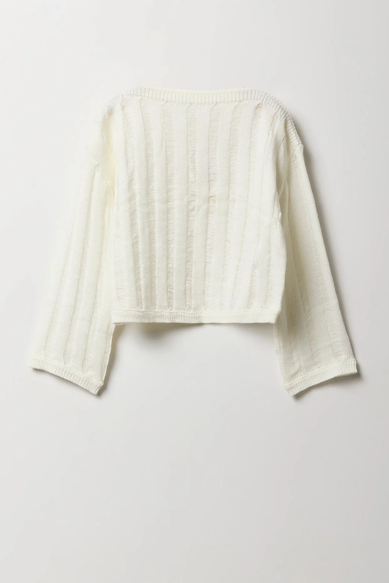 Girls Open Knit Boat Neck Sweater