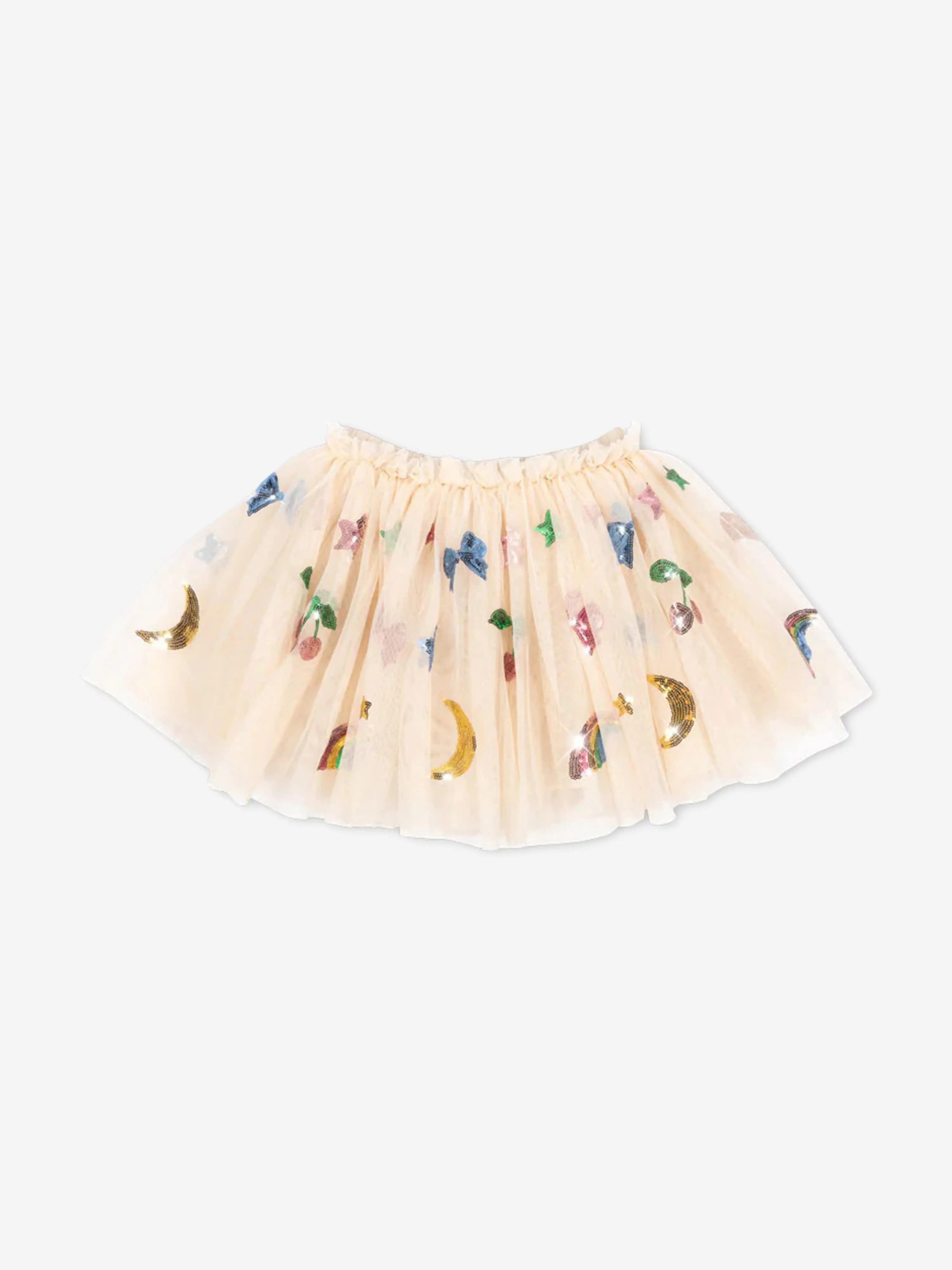 Girls Yvonne Sequin Embroidered Skirt in Ivory