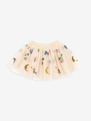 Girls Yvonne Sequin Embroidered Skirt in Ivory
