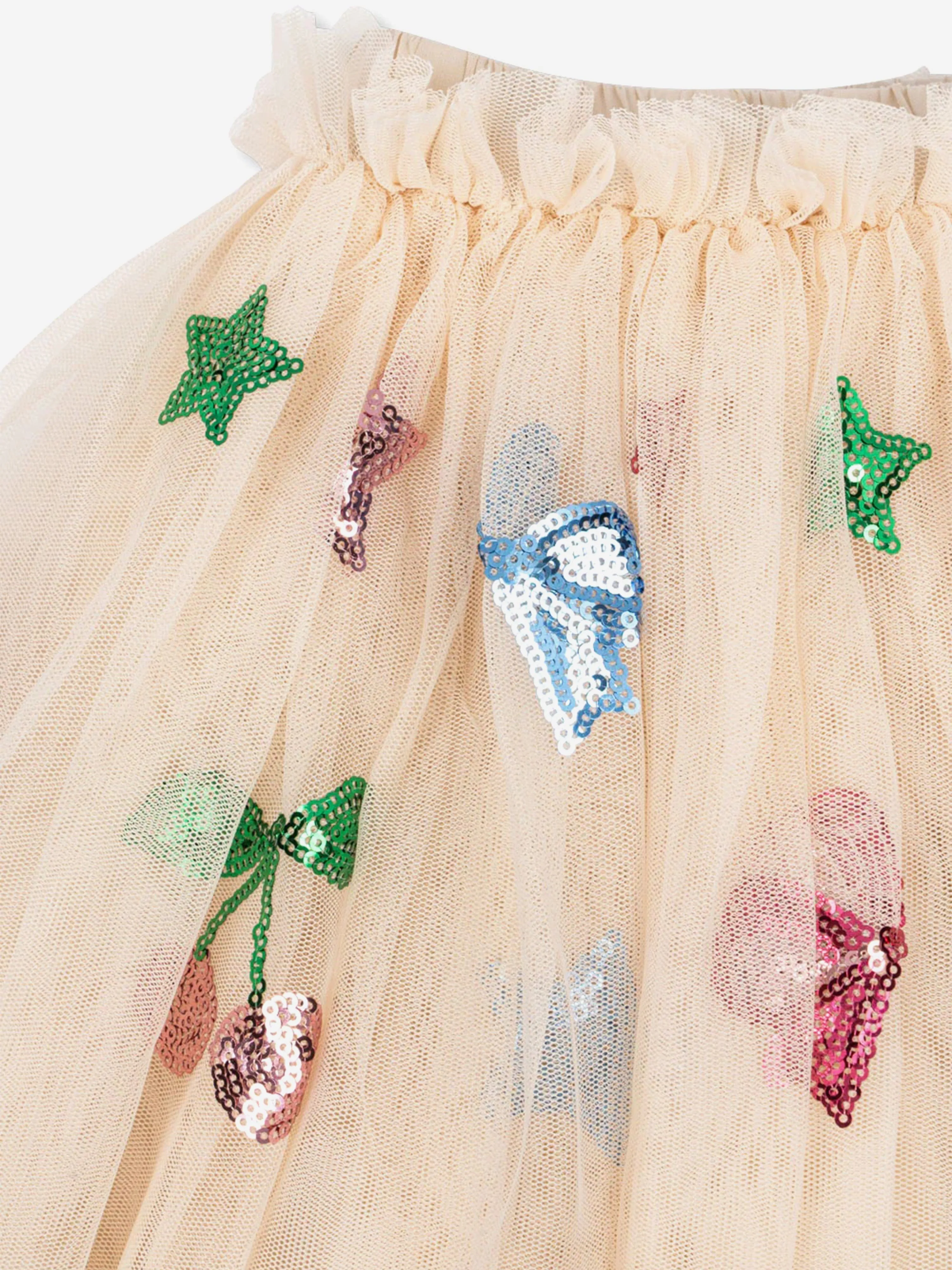 Girls Yvonne Sequin Embroidered Skirt in Ivory