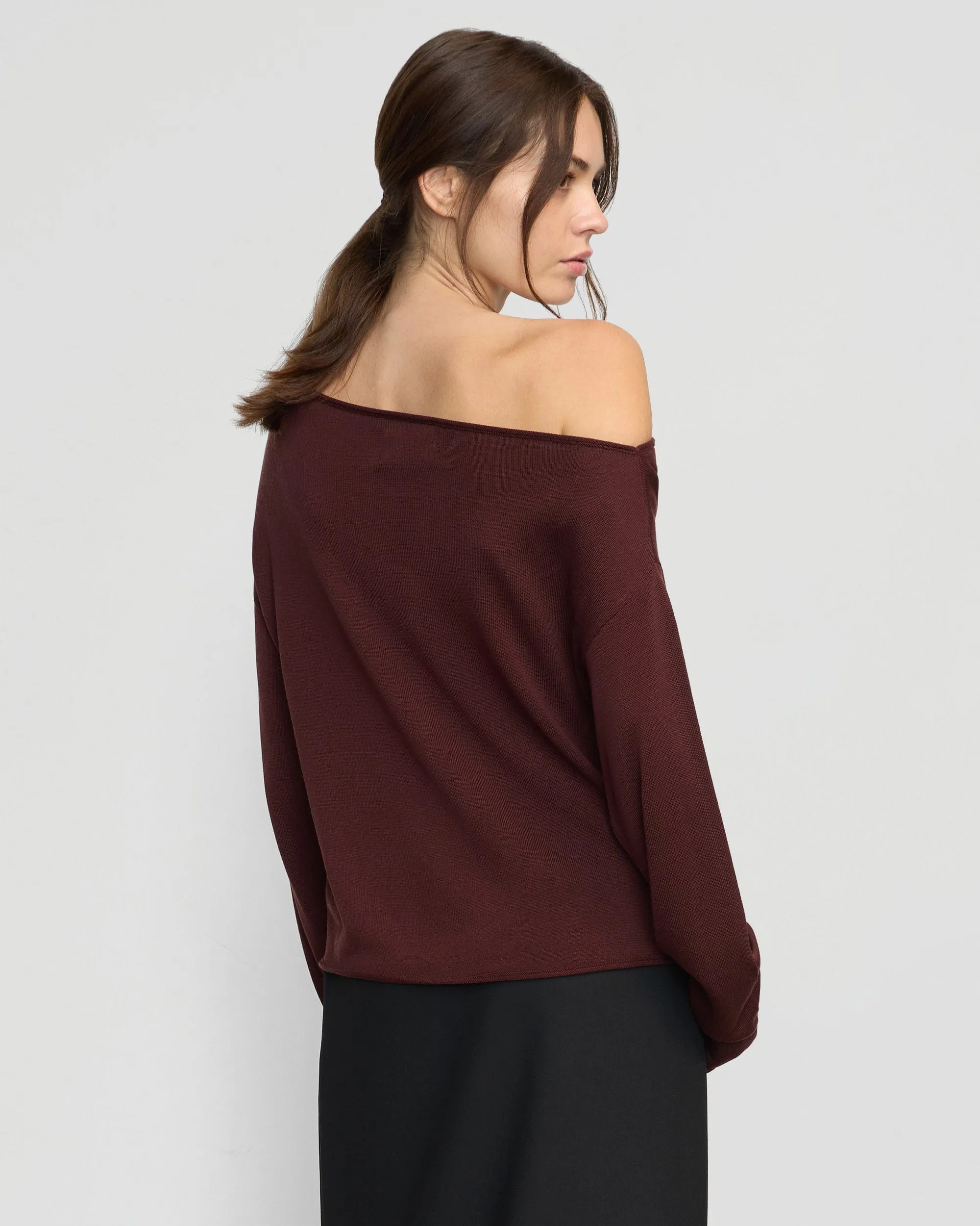 Hachi Tencel-Wool Off-Shoulder Sweater