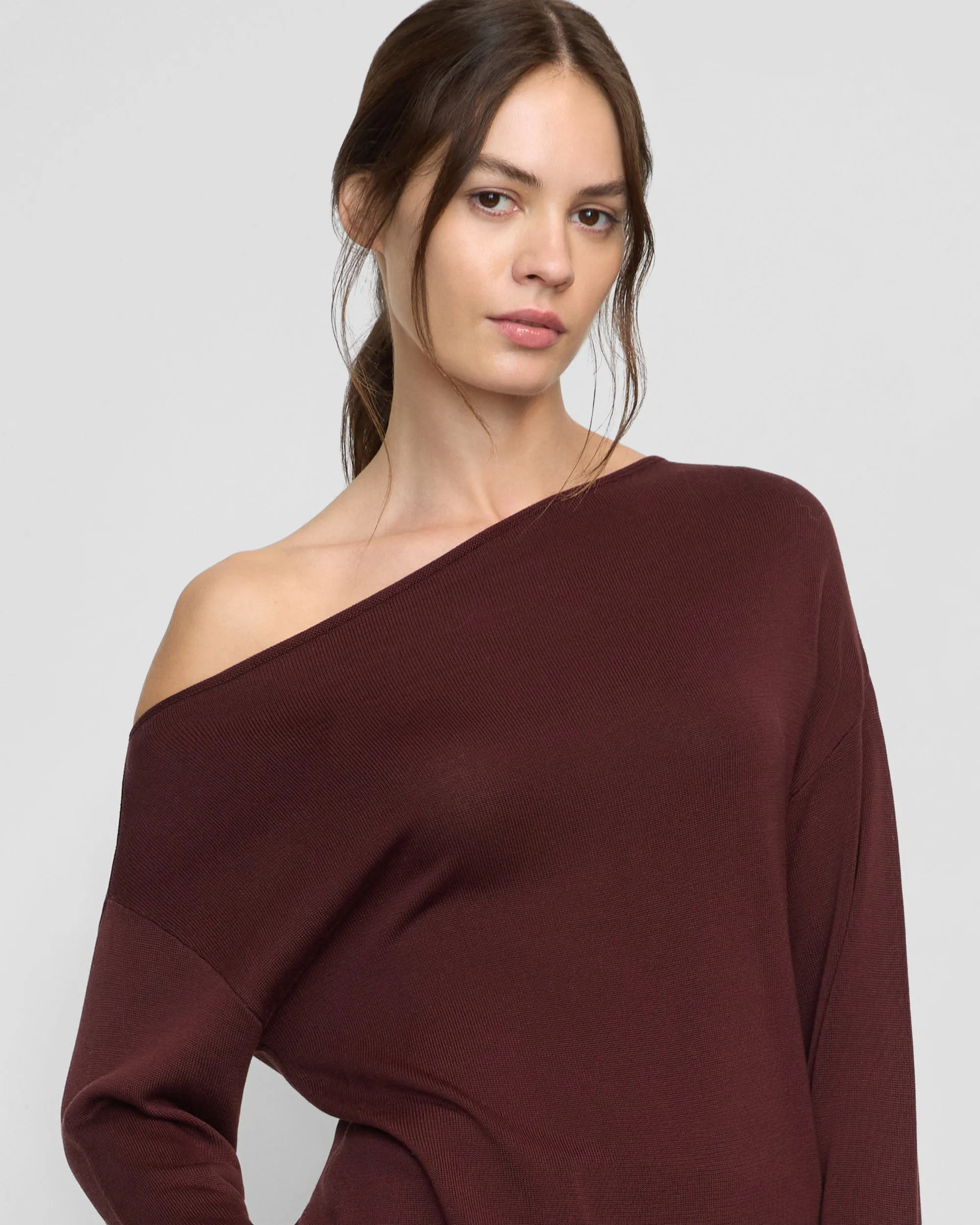 Hachi Tencel-Wool Off-Shoulder Sweater