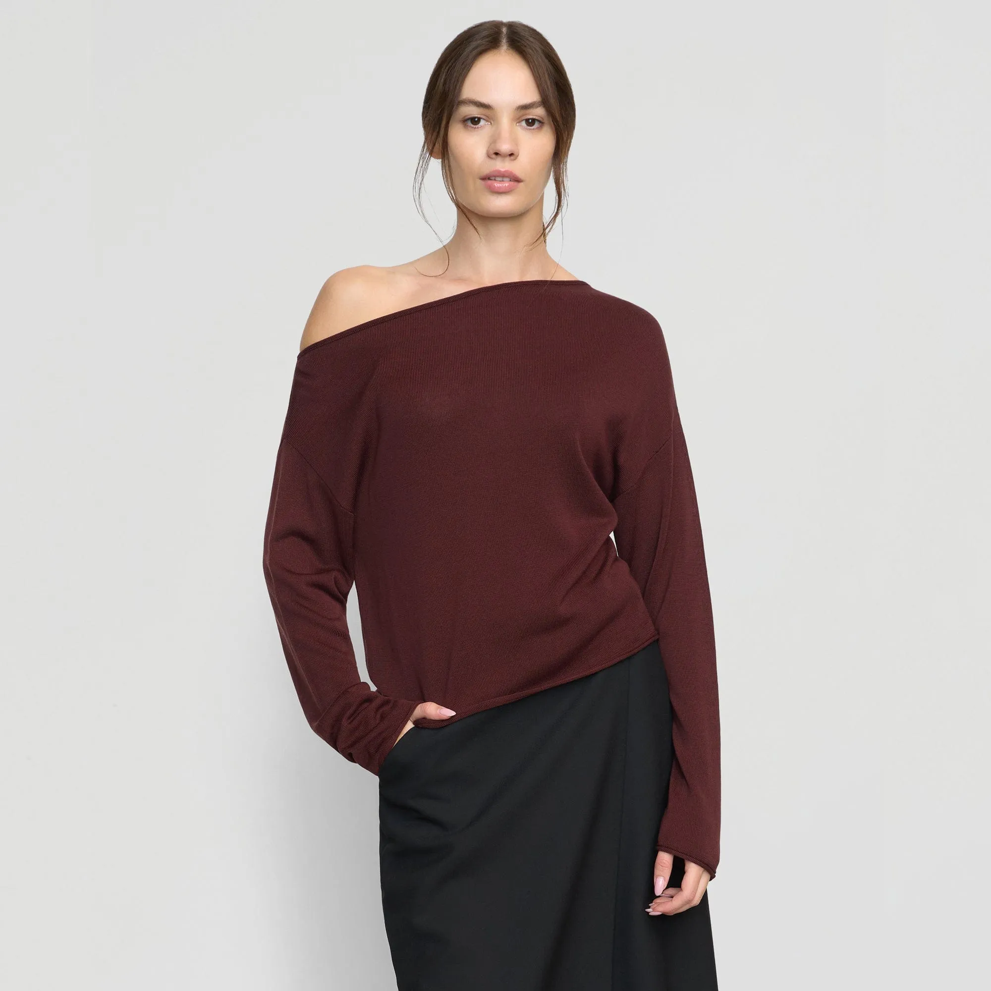 Hachi Tencel-Wool Off-Shoulder Sweater