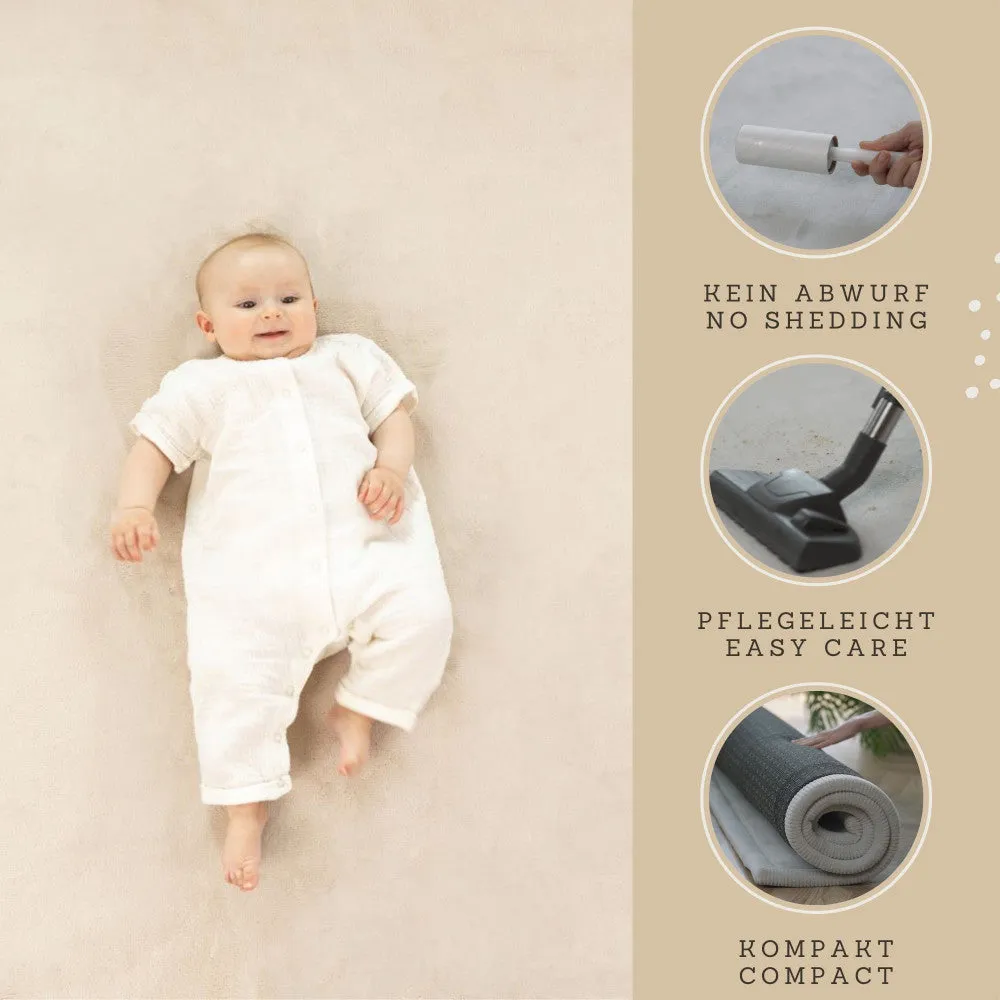 Hakuna Matte Coral Velvet Baby Playmat - Beige Soft Memory Foam Nursery Rug 60x80"