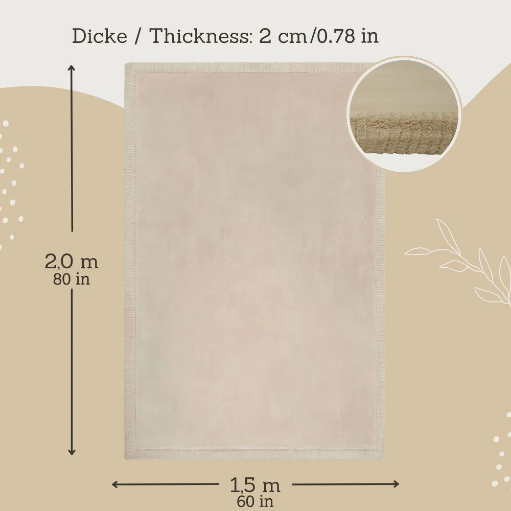 Hakuna Matte Coral Velvet Baby Playmat - Beige Soft Memory Foam Nursery Rug 60x80"