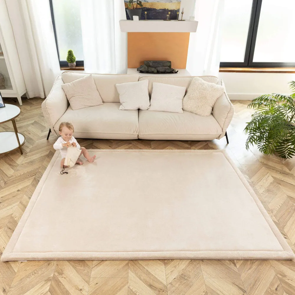 Hakuna Matte Coral Velvet Baby Playmat - Beige Soft Memory Foam Nursery Rug 60x80"