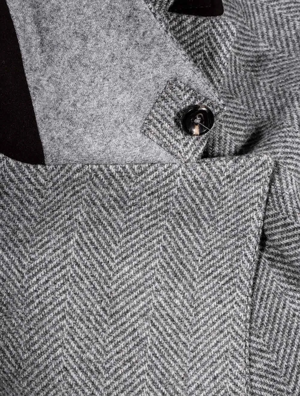 Herringbone Overcoat With Zip Insert Grey