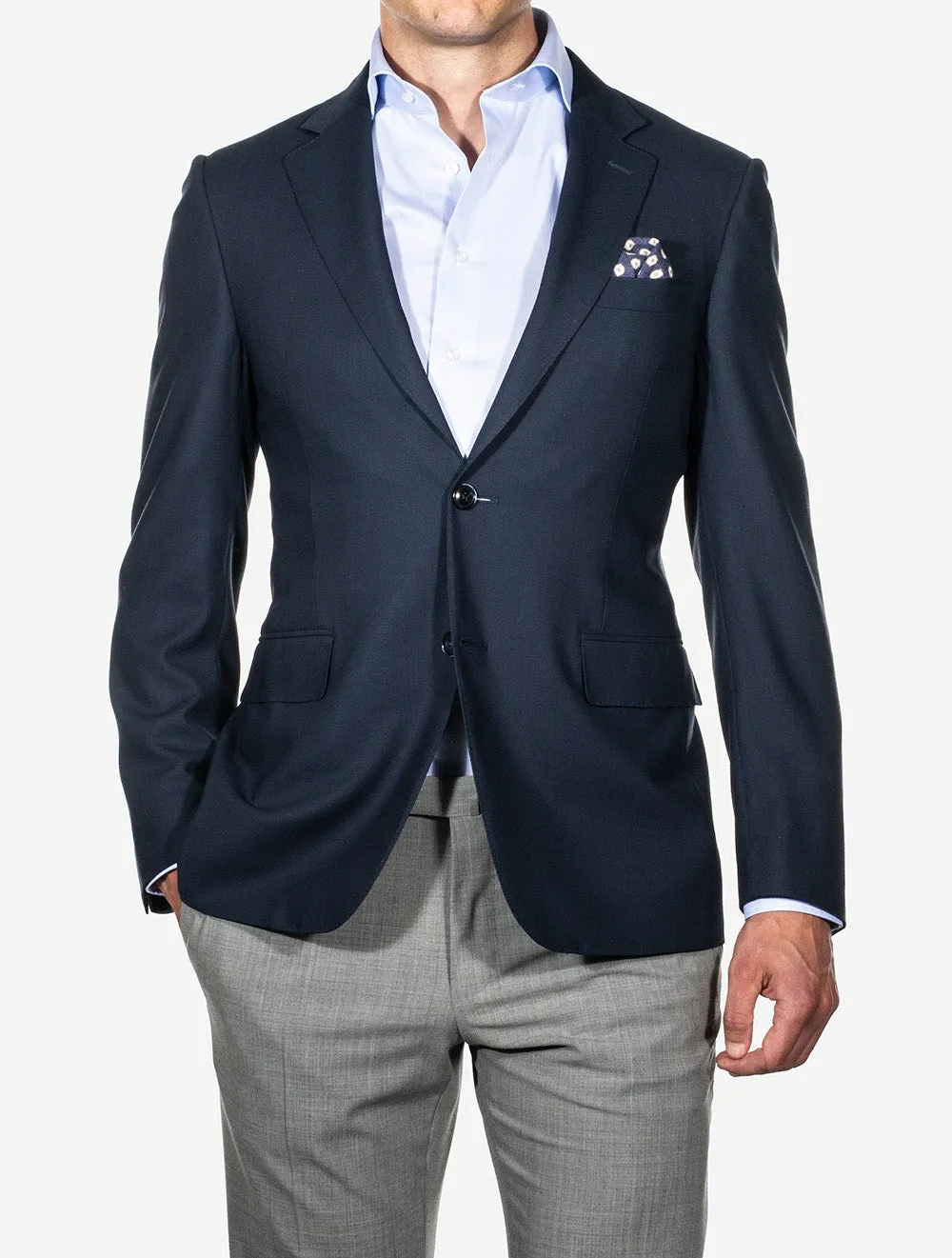 Hopsack Wool Blazer Navy