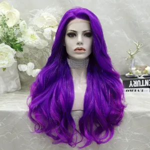 imstyle-Ann-purple Synthetic tinsel wig with layers no parting lace front wigs