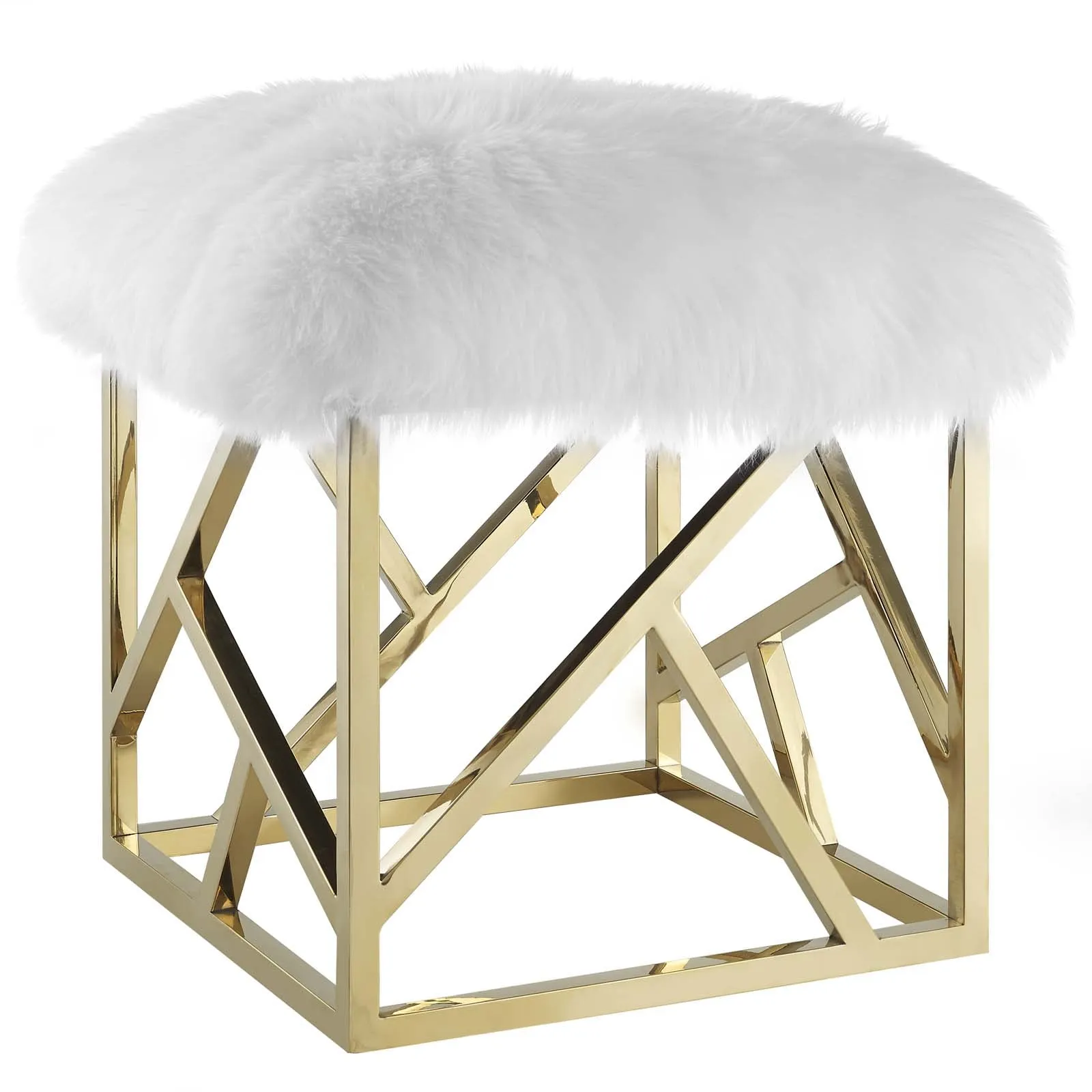 Intersperse Sheepskin Ottoman by Modway