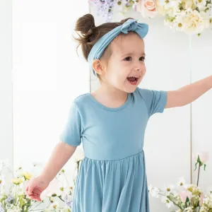 Knotted Bow Headband in Dusty Blue