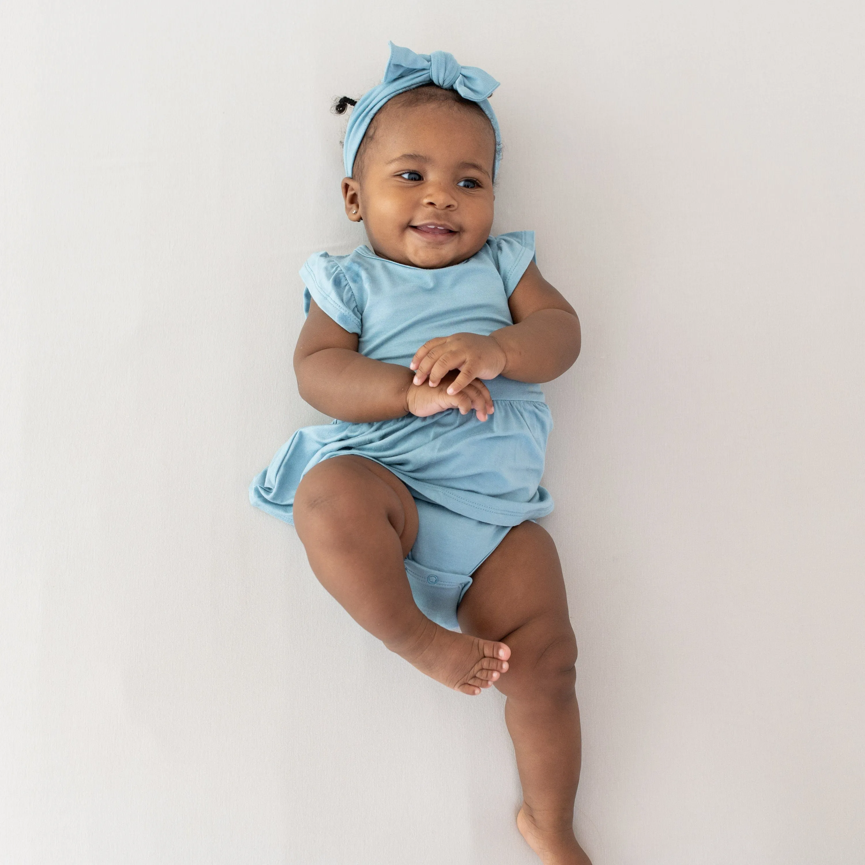 Knotted Bow Headband in Dusty Blue