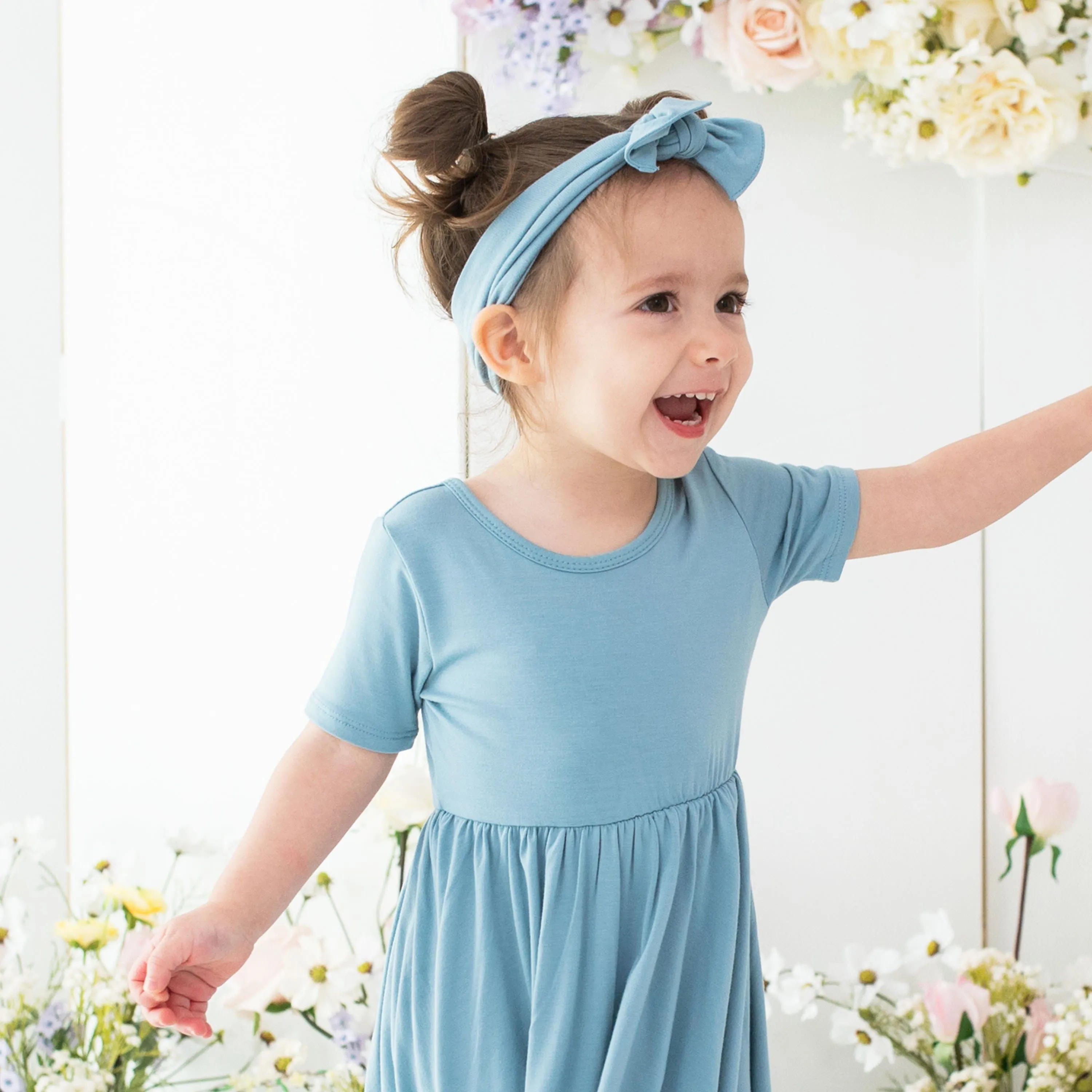 Knotted Bow Headband in Dusty Blue