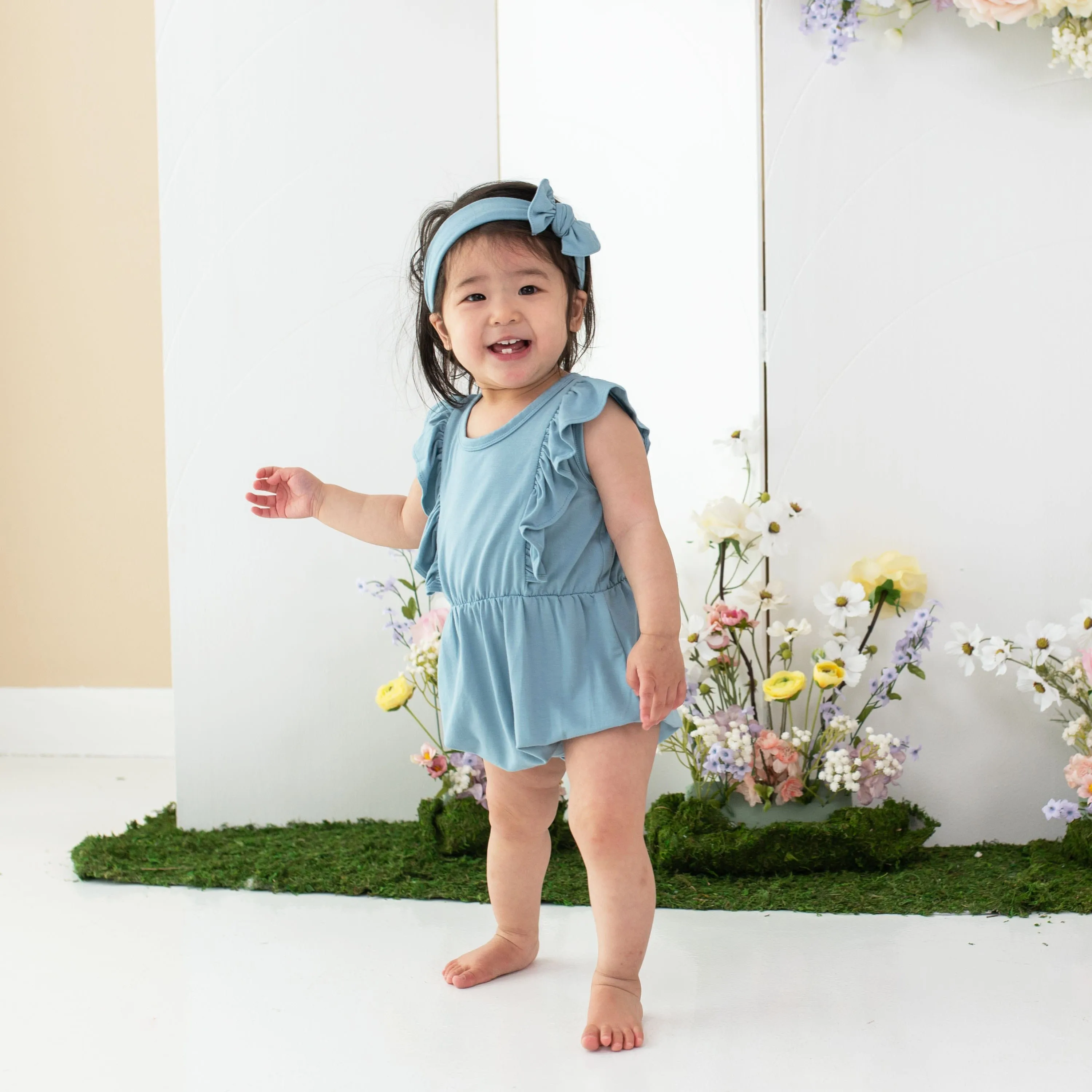 Knotted Bow Headband in Dusty Blue