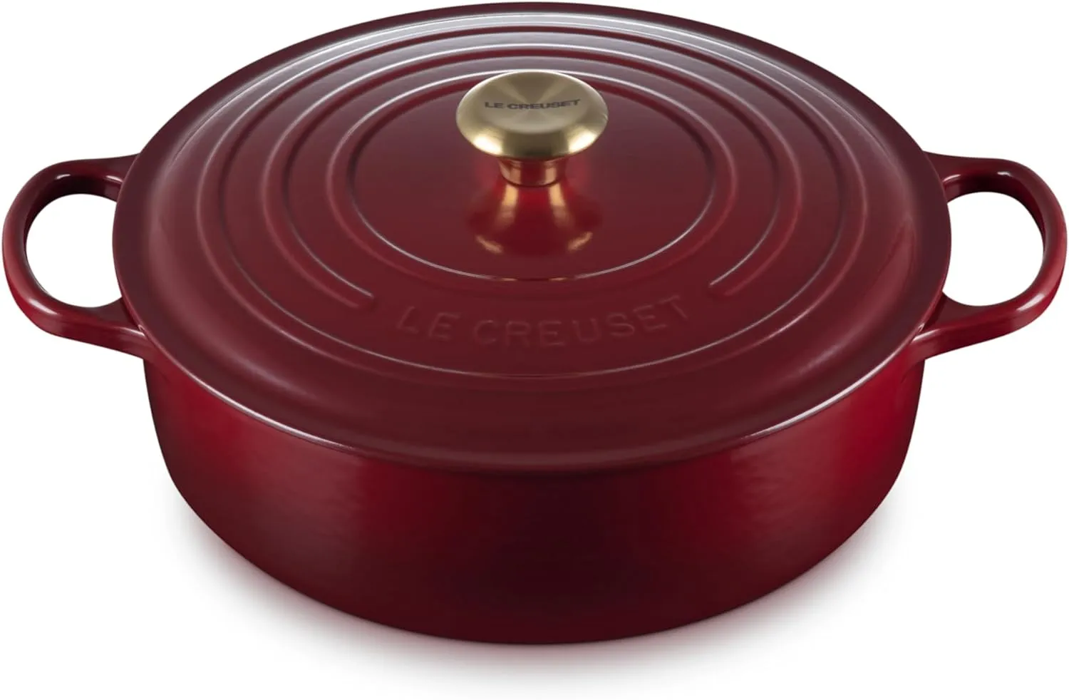 Le Creuset 6 3/4 Qt. Enameled Cast Iron Signature Round Wide Oven W/Gold Knob - Rhone