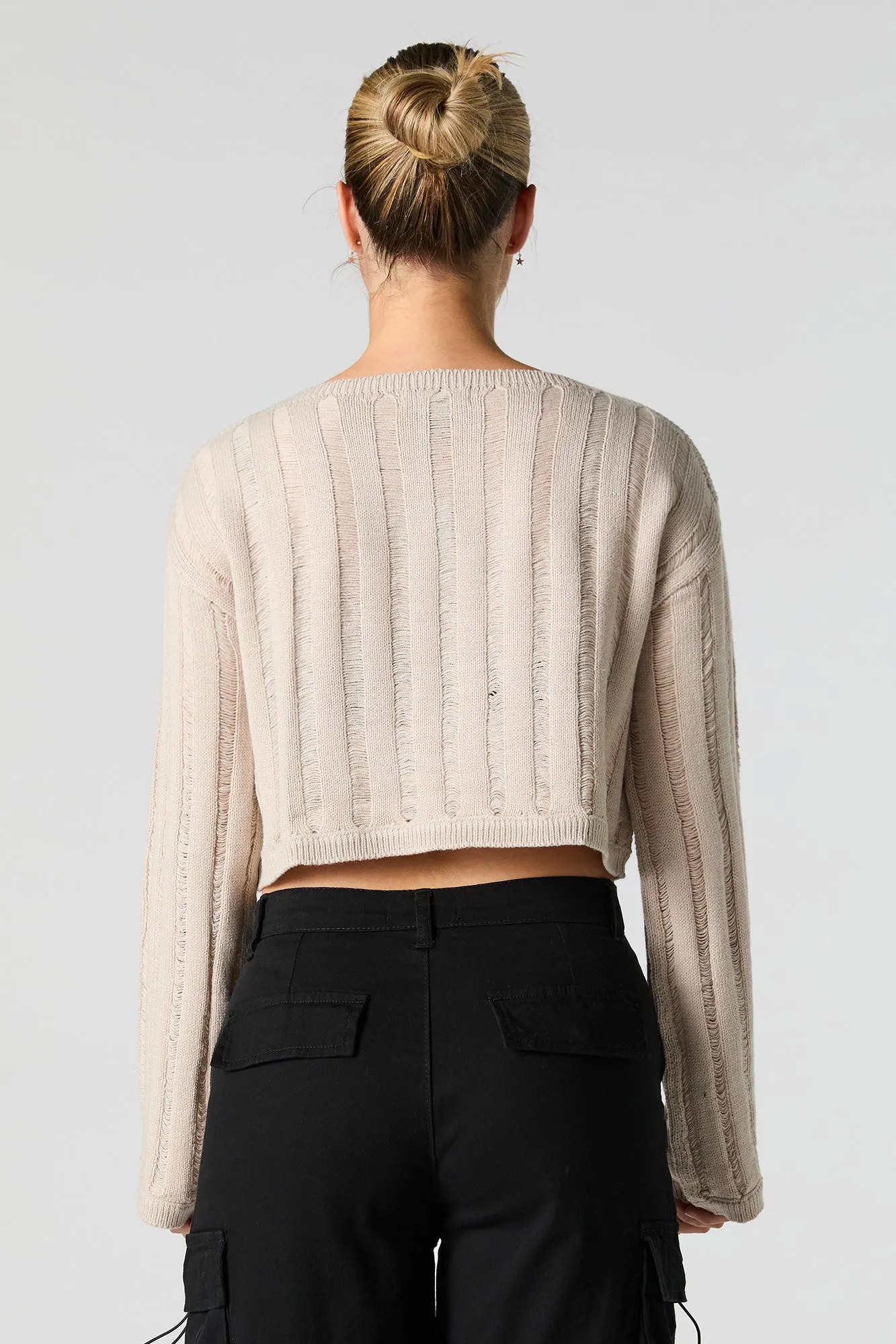 Open Knit Boat Neck Sweater