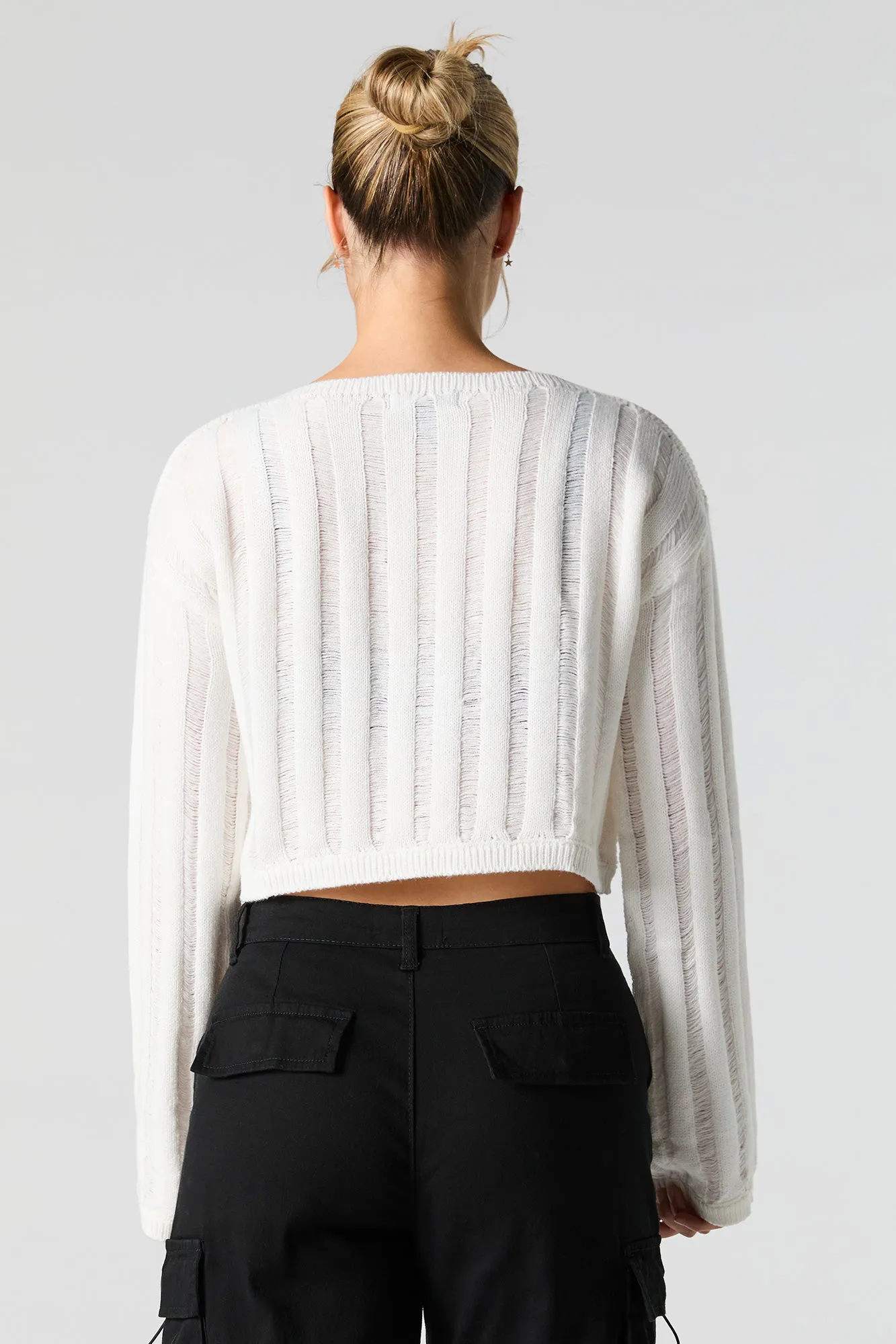 Open Knit Boat Neck Sweater