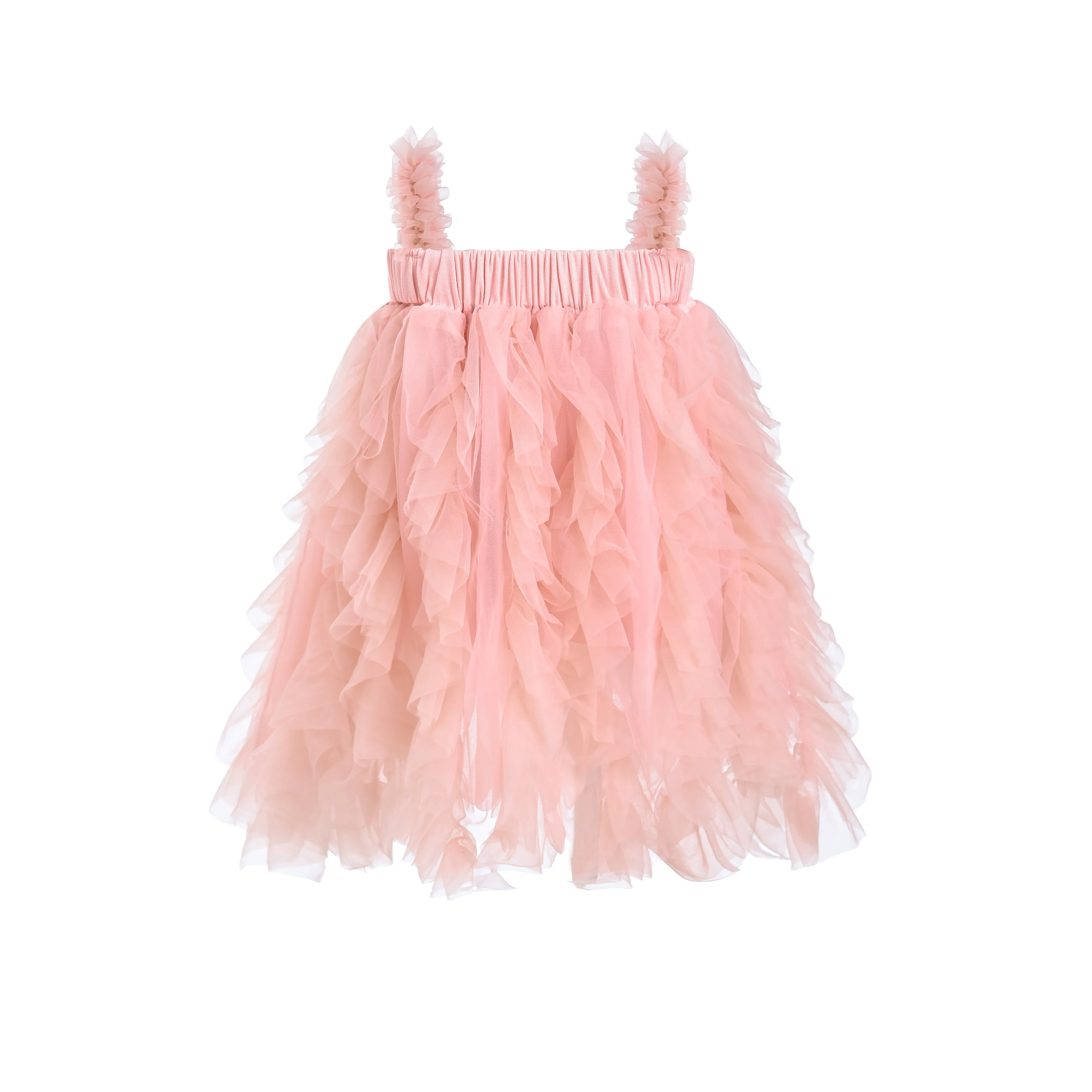 Pink Sleeveless Ruffle Layered Dress