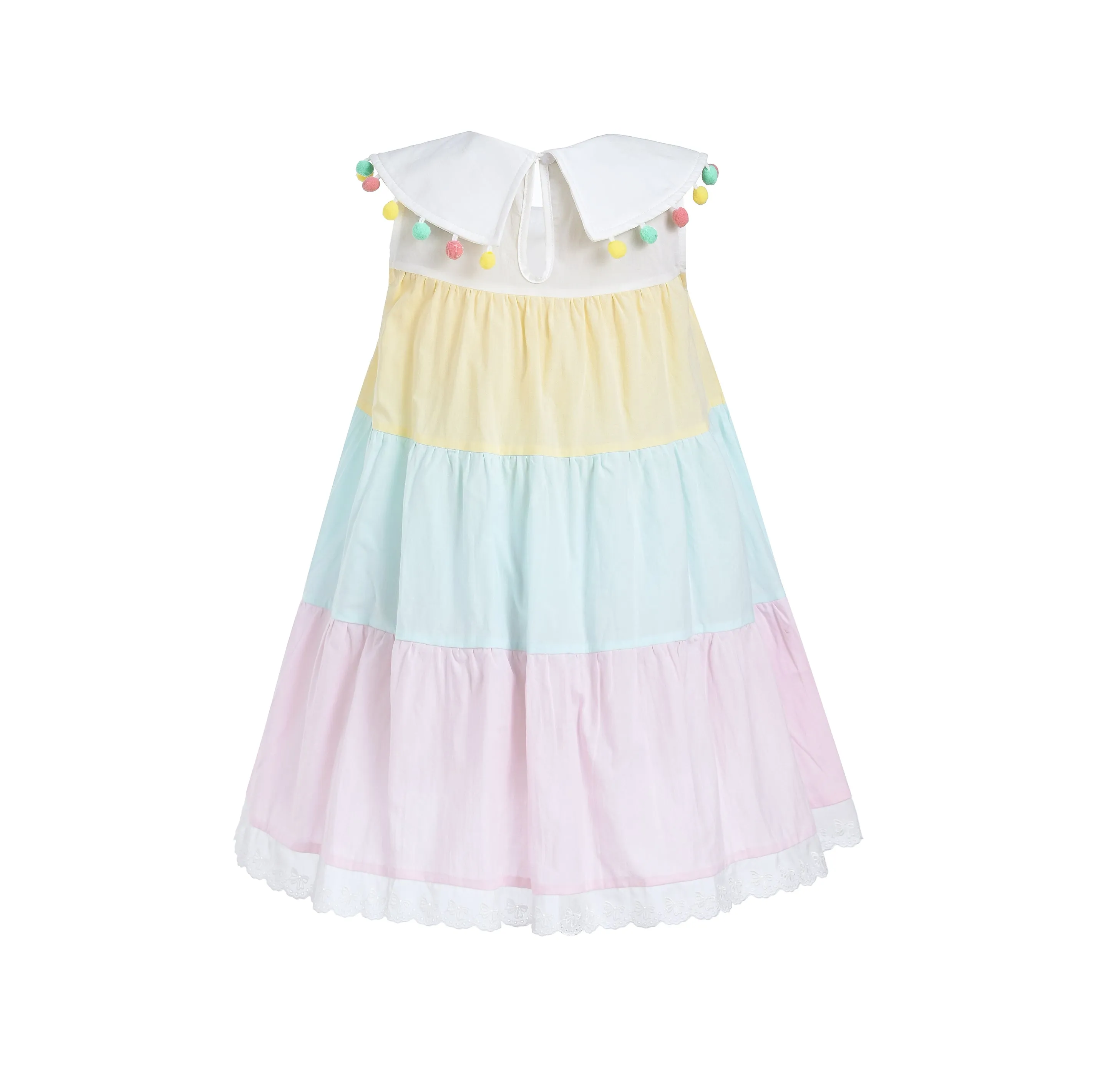 Rainbow Layered Pom Dress