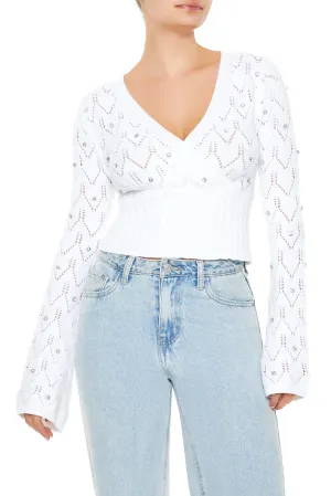 Rhinestone Cropped Sweater