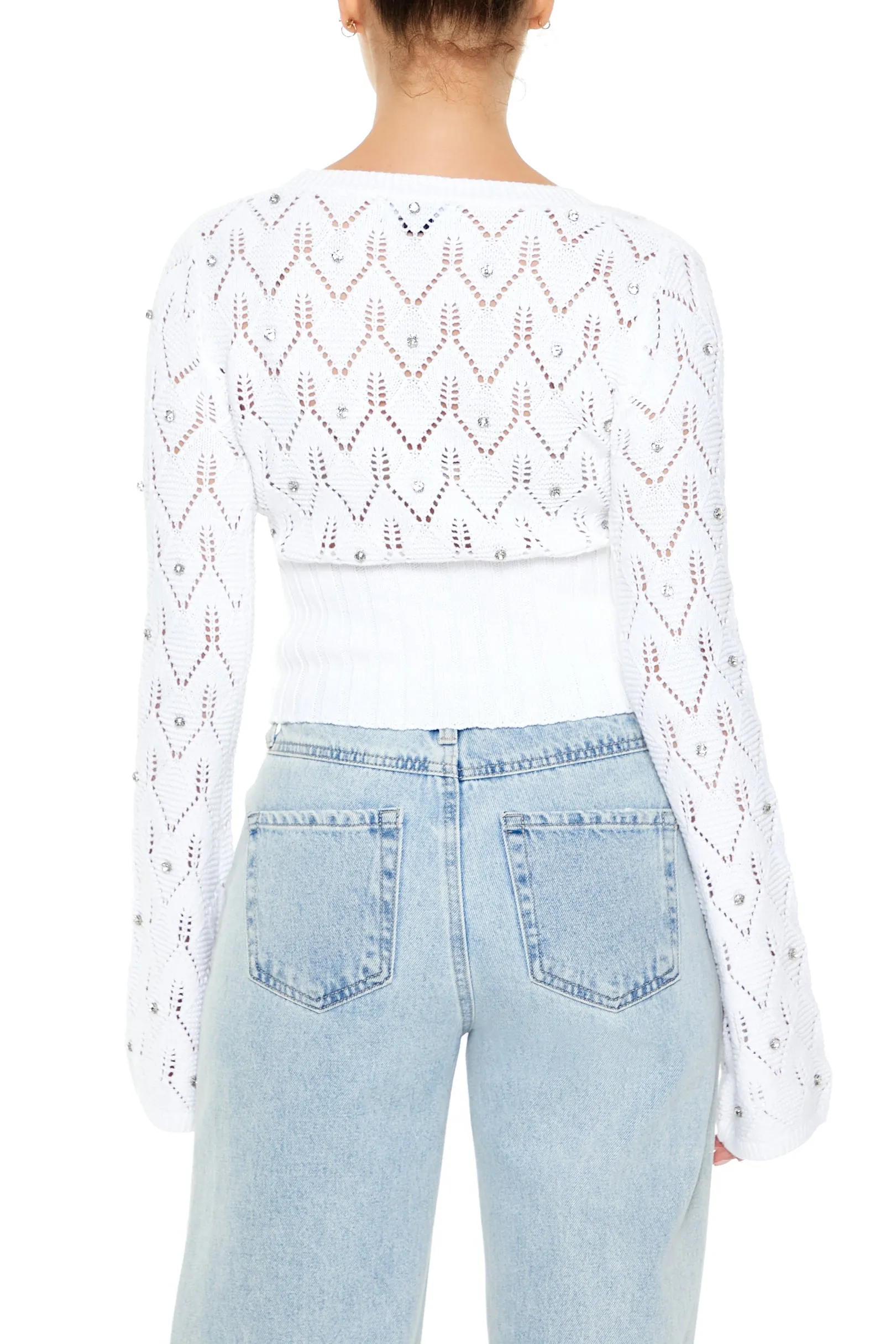Rhinestone Cropped Sweater