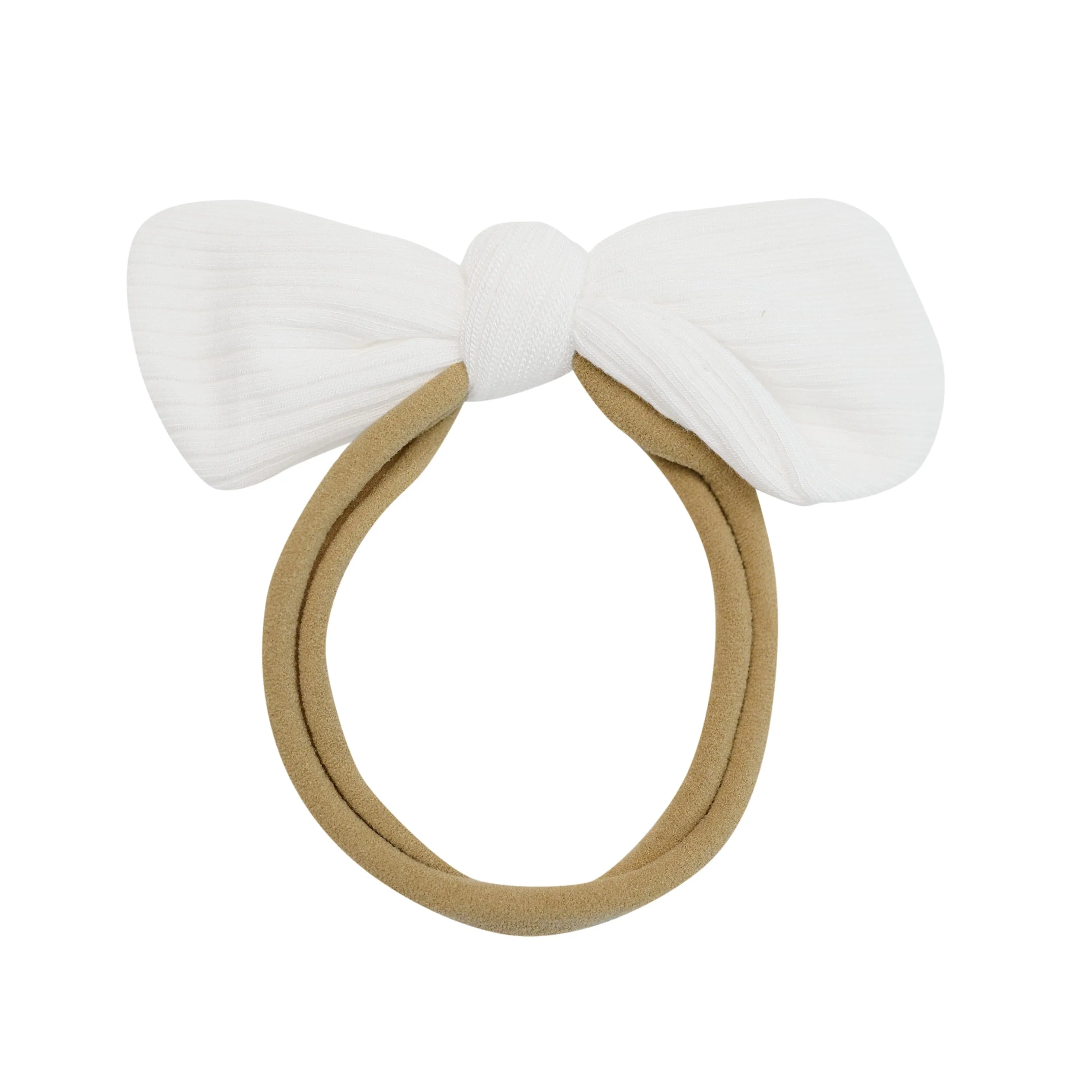 Ribbed Nylon Bow in Cloud