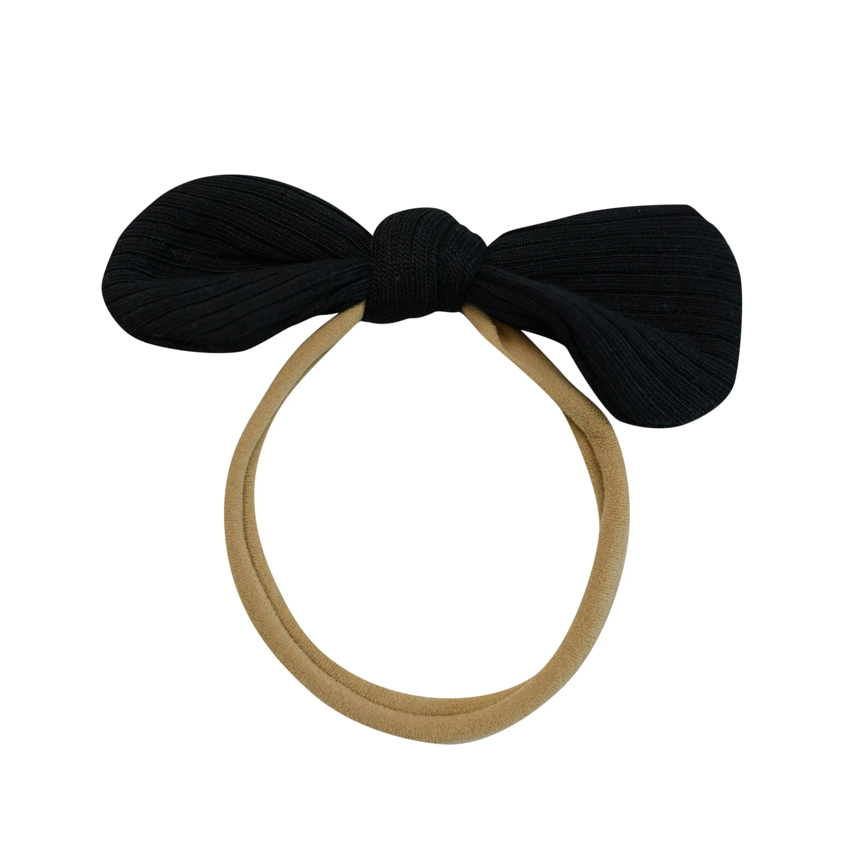 Ribbed Nylon Bow in Midnight