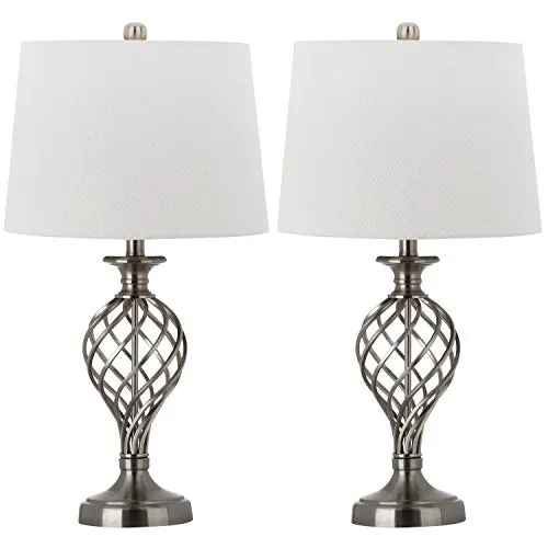 Safavieh Lighting Collection Lattice Urn Nickel 26.75-inch Table Lamp (Set of 2)