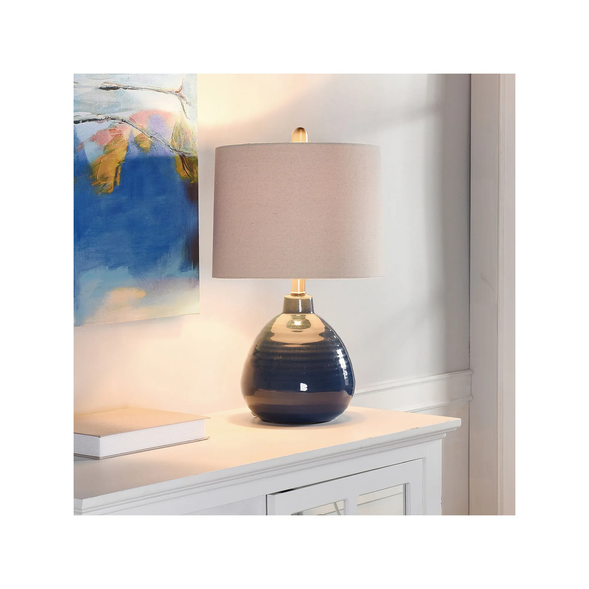 Stylecraft 12 W Sailor Navy Blue Ceramic Table Lamp - SAILOR NAVY BLUE ONE SIZE