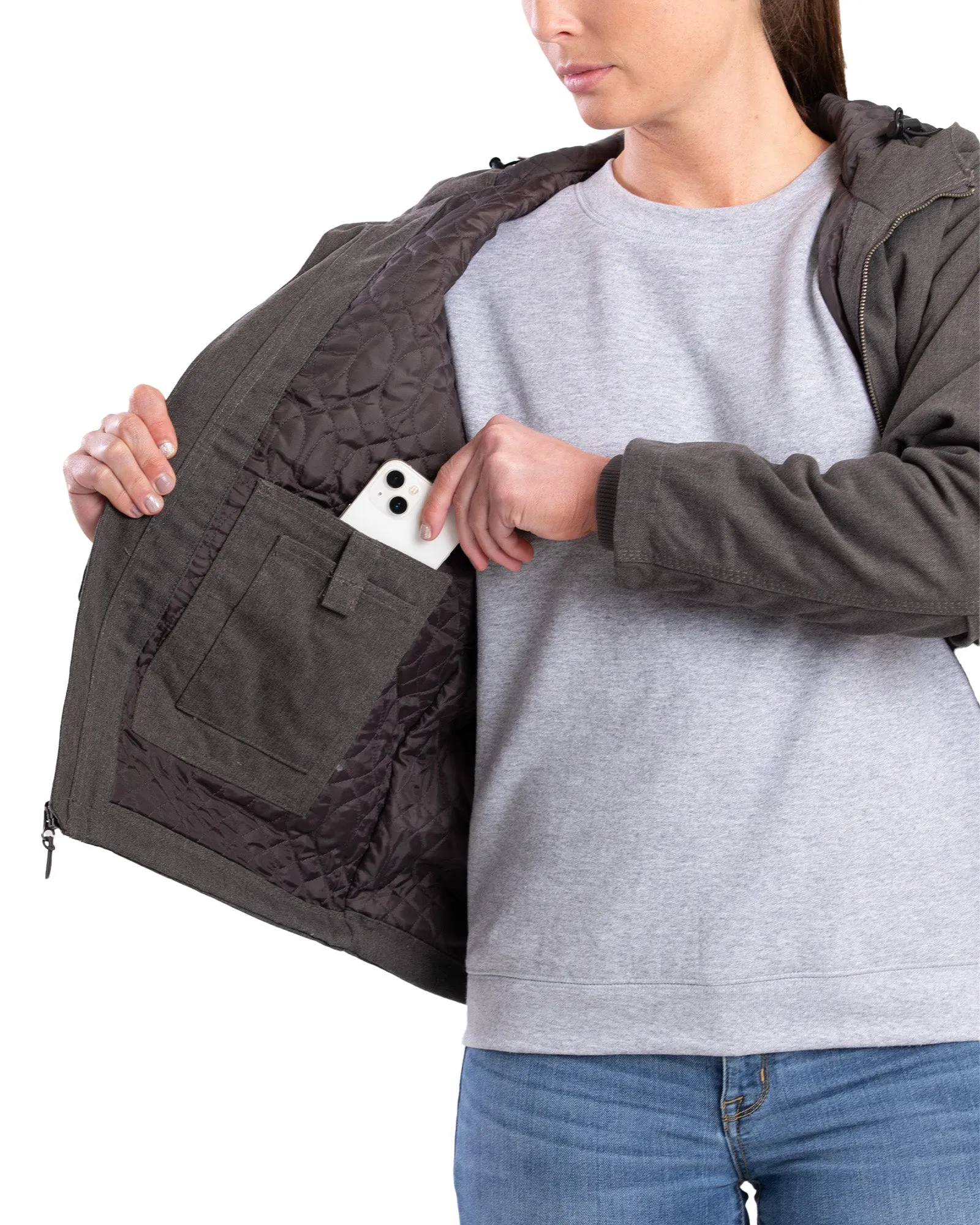 Women's Heathered Duck Hooded Jacket